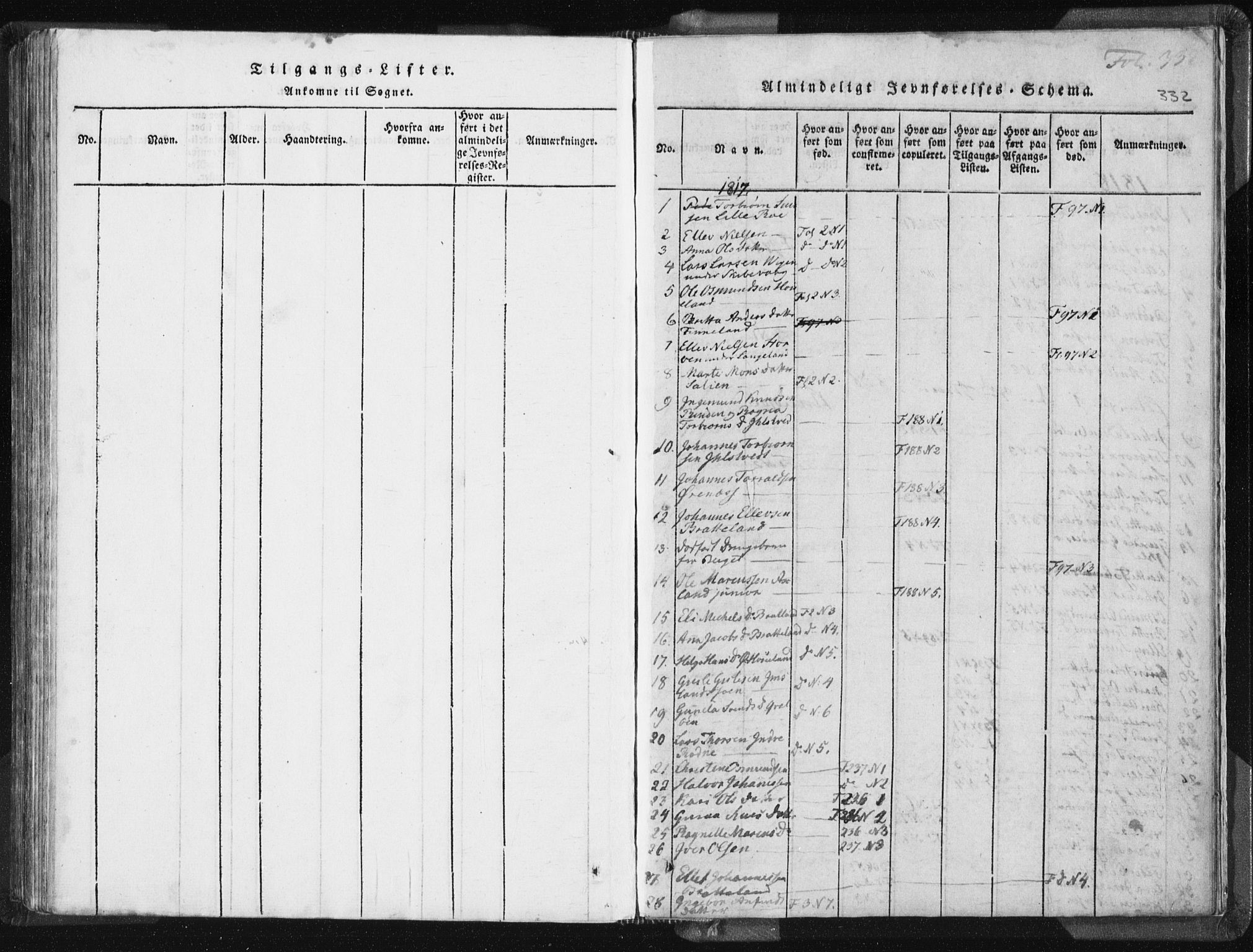 Vikedal sokneprestkontor, SAST/A-101840/01/IV: Parish register (official) no. A 5, 1817-1850, p. 332