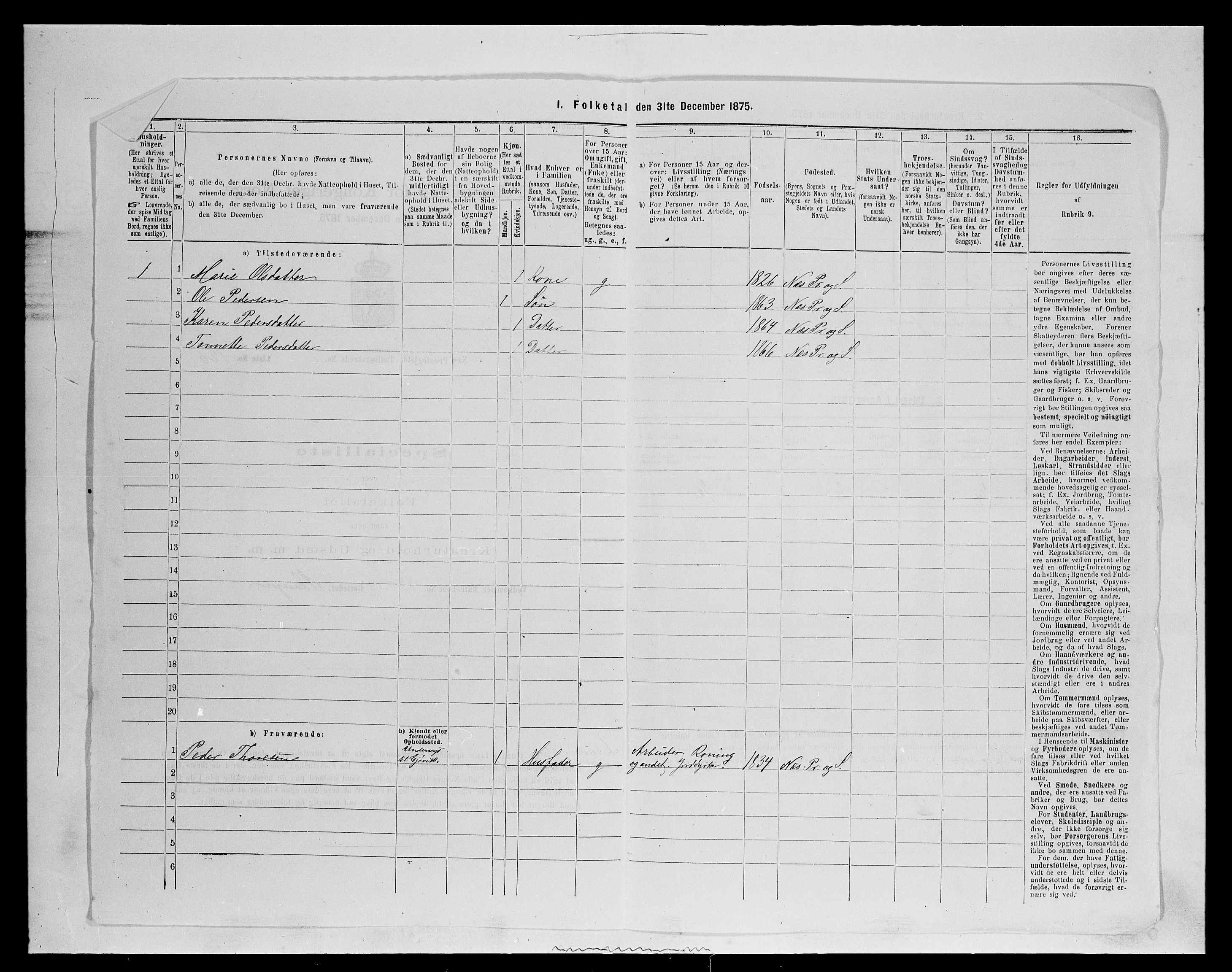 SAH, 1875 census for 0411P Nes, 1875, p. 330