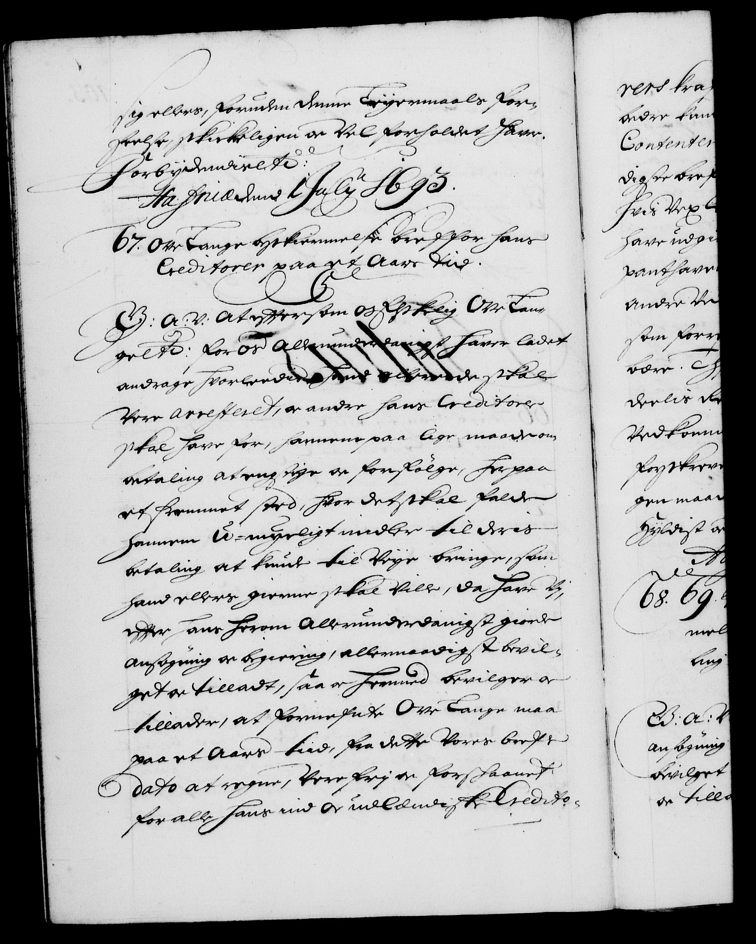 Danske Kanselli 1572-1799, RA/EA-3023/F/Fc/Fca/Fcaa/L0016: Norske registre (mikrofilm), 1692-1697, p. 103b