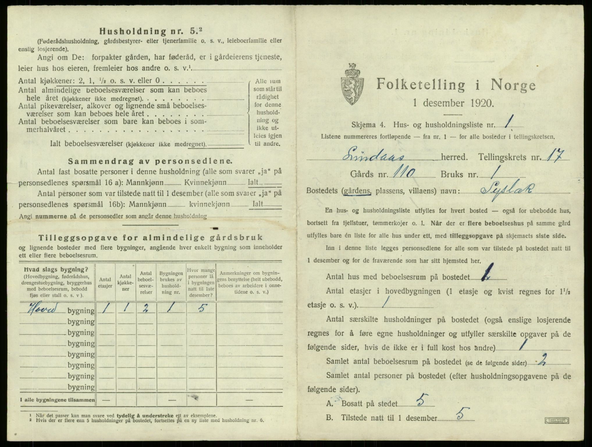 SAB, 1920 census for Lindås, 1920, p. 1221