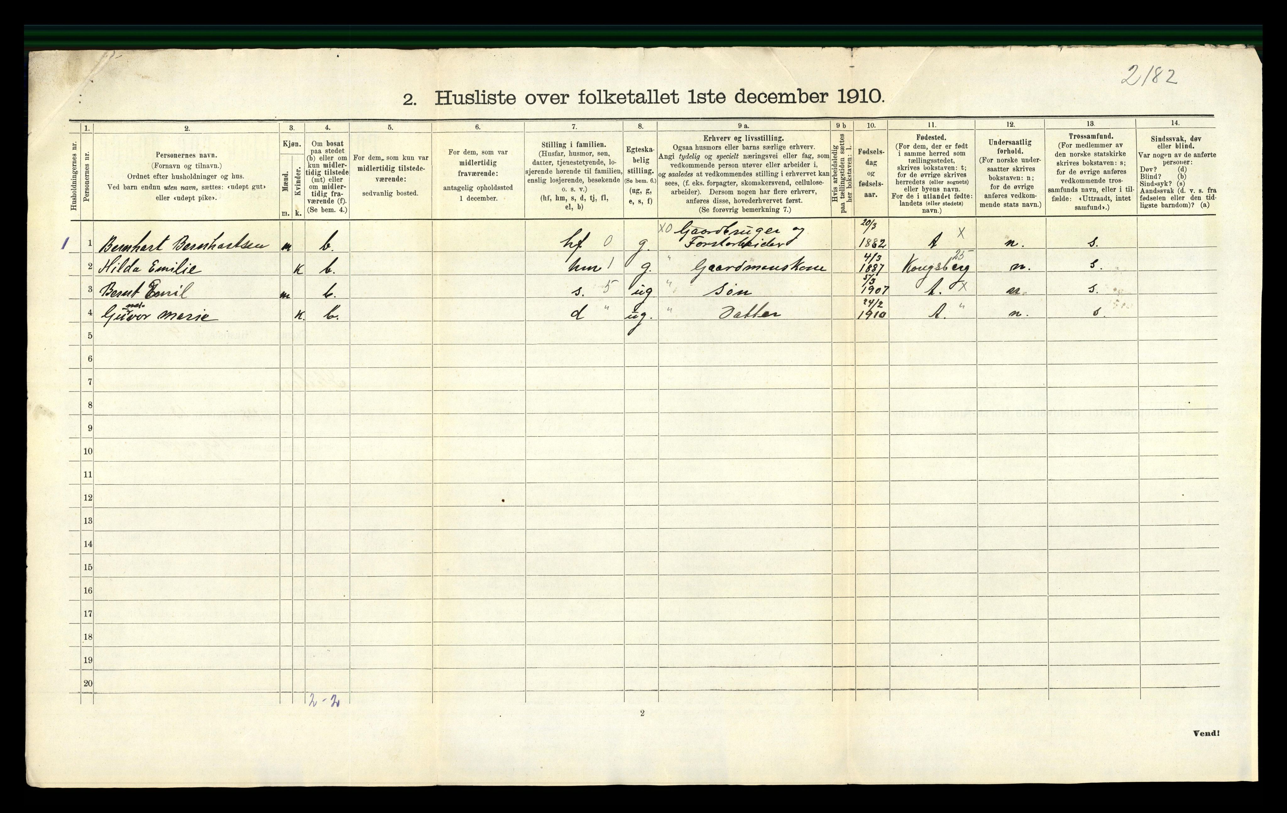 RA, 1910 census for Flesberg, 1910, p. 52