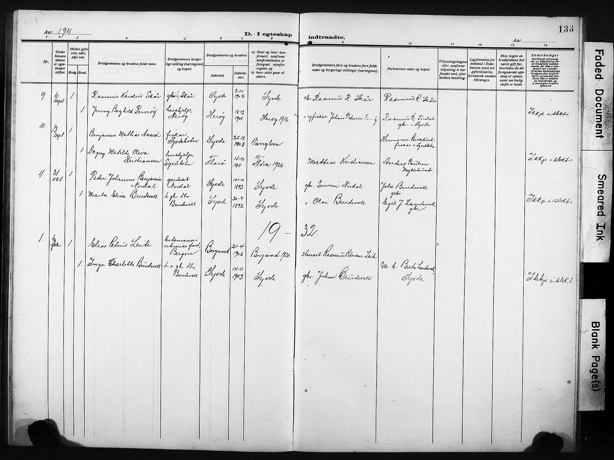 Ministerialprotokoller, klokkerbøker og fødselsregistre - Møre og Romsdal, AV/SAT-A-1454/502/L0028: Parish register (copy) no. 502C02, 1909-1932, p. 133