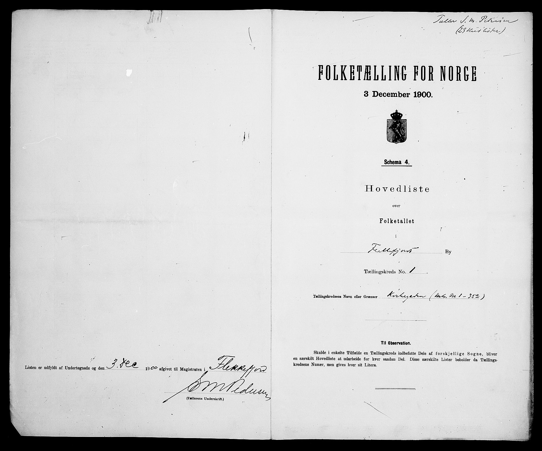 SAK, 1900 census for Flekkefjord, 1900, p. 25