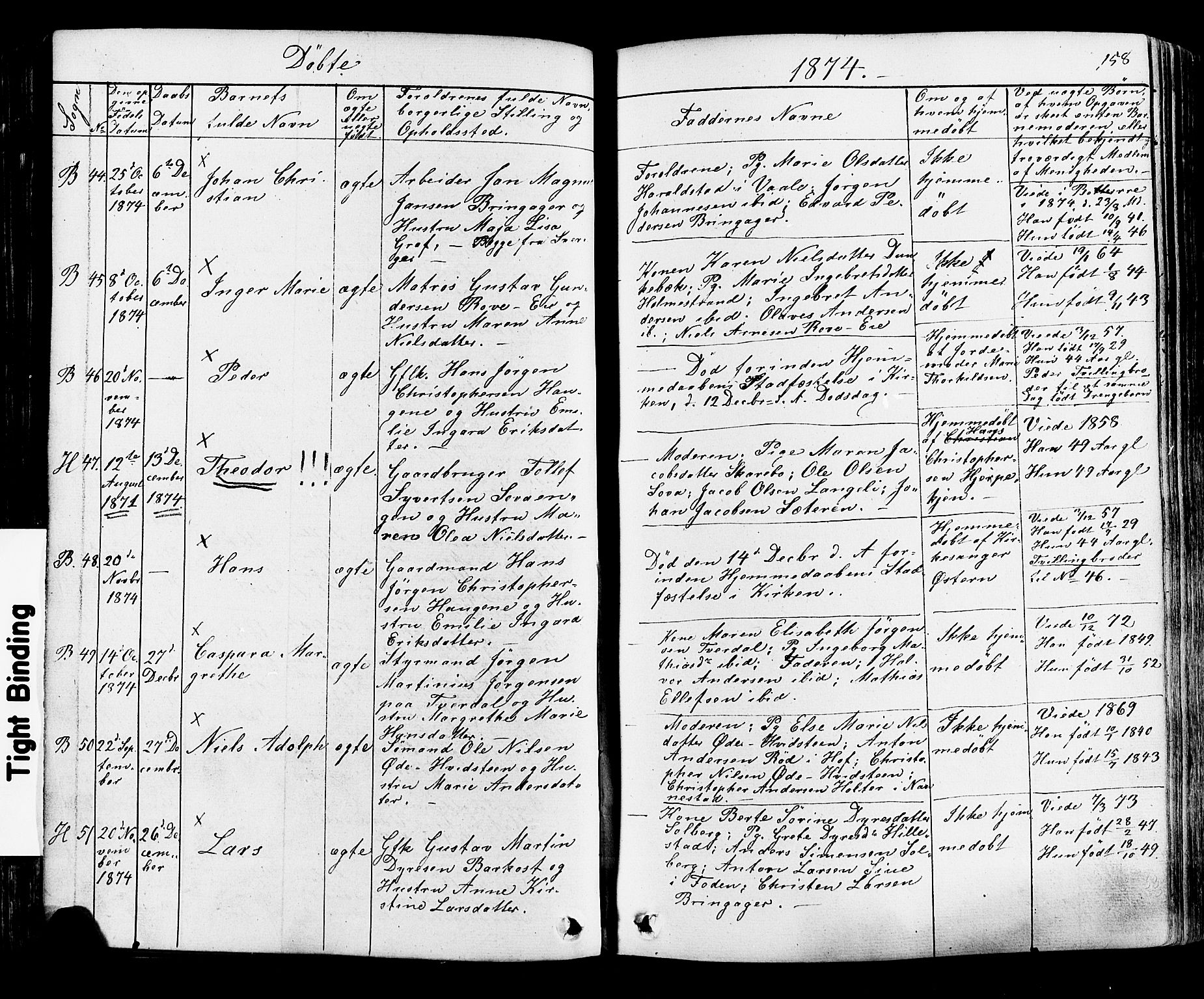 Botne kirkebøker, SAKO/A-340/F/Fa/L0006: Parish register (official) no. I 6, 1836-1877, p. 158