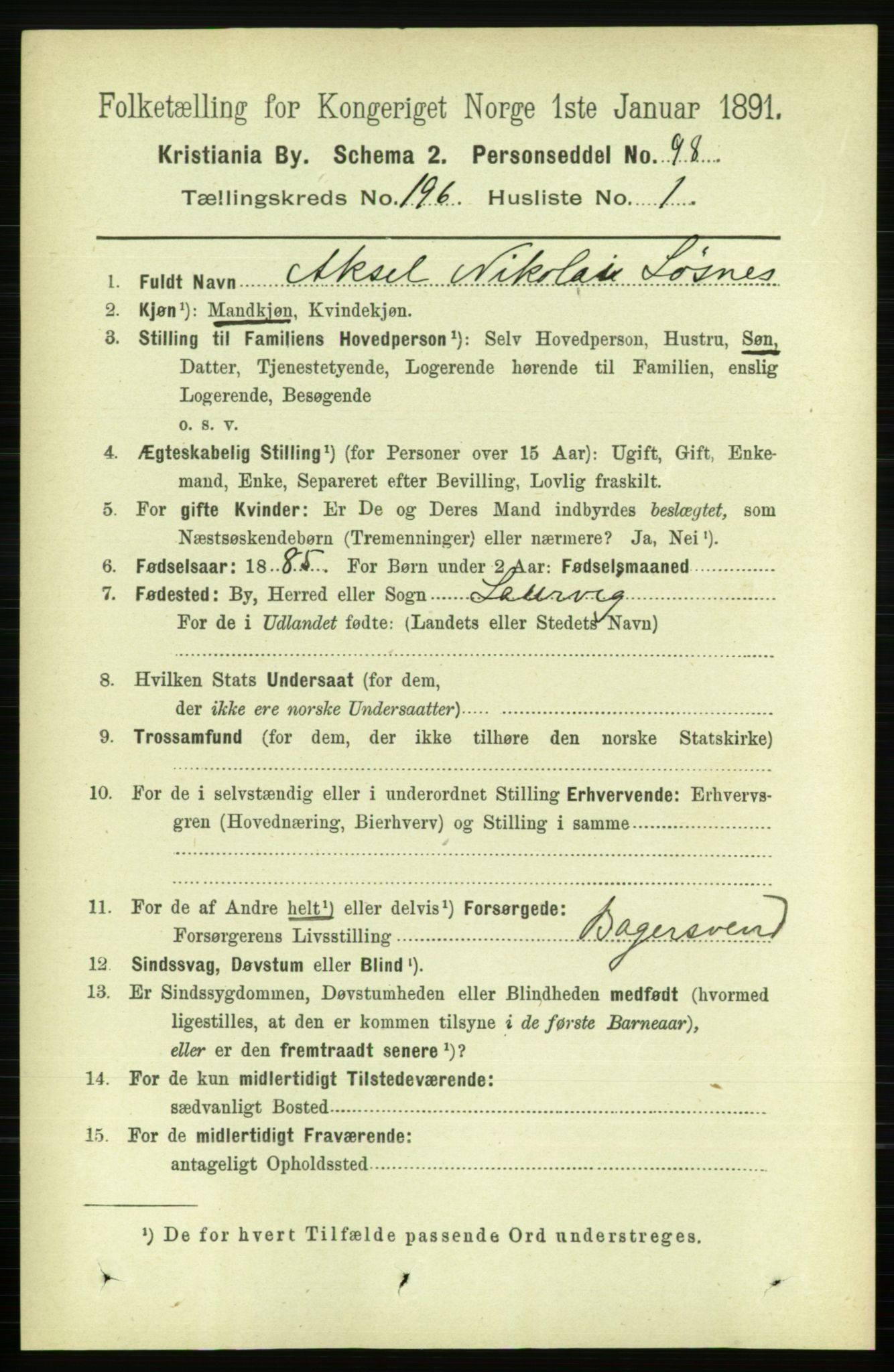 RA, 1891 census for 0301 Kristiania, 1891, p. 118190