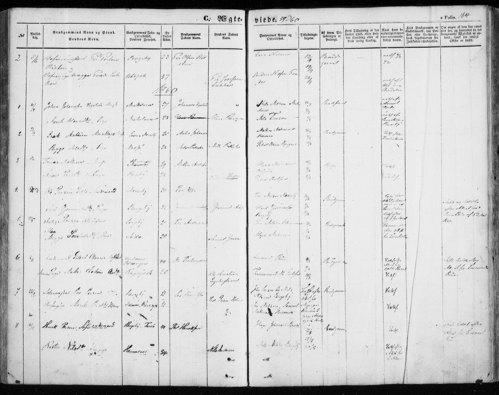 Nesseby sokneprestkontor, SATØ/S-1330/H/Ha/L0002kirke: Parish register (official) no. 2, 1856-1864, p. 164