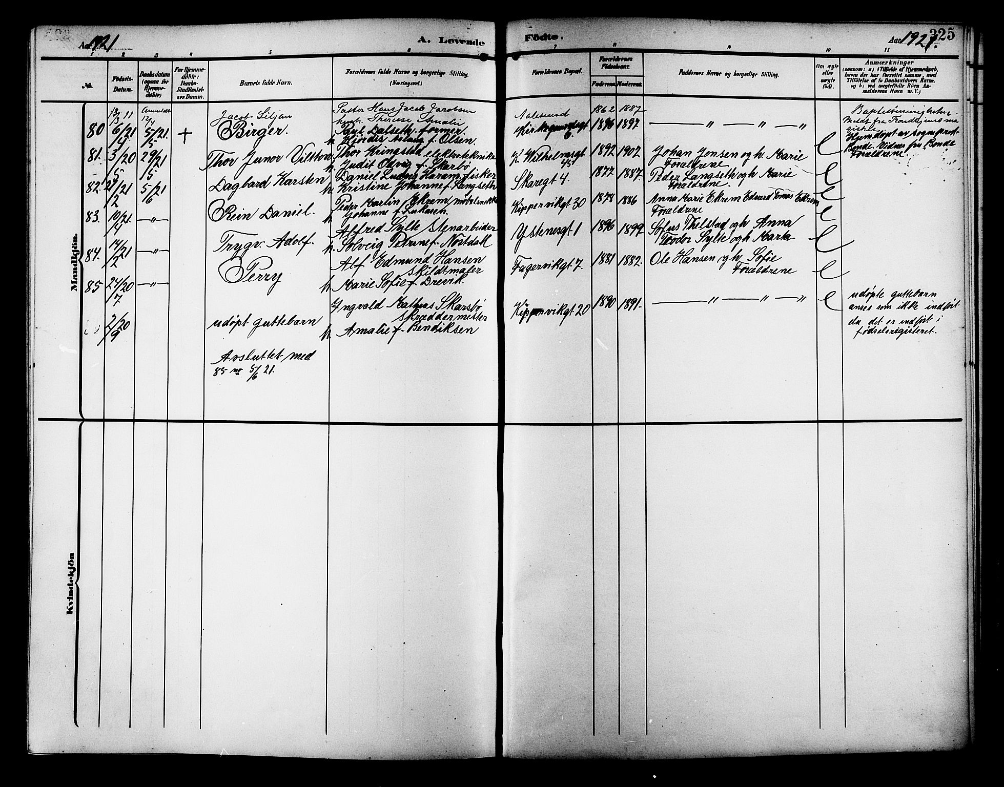 Ministerialprotokoller, klokkerbøker og fødselsregistre - Møre og Romsdal, AV/SAT-A-1454/529/L0471: Parish register (copy) no. 529C08, 1909-1921, p. 325