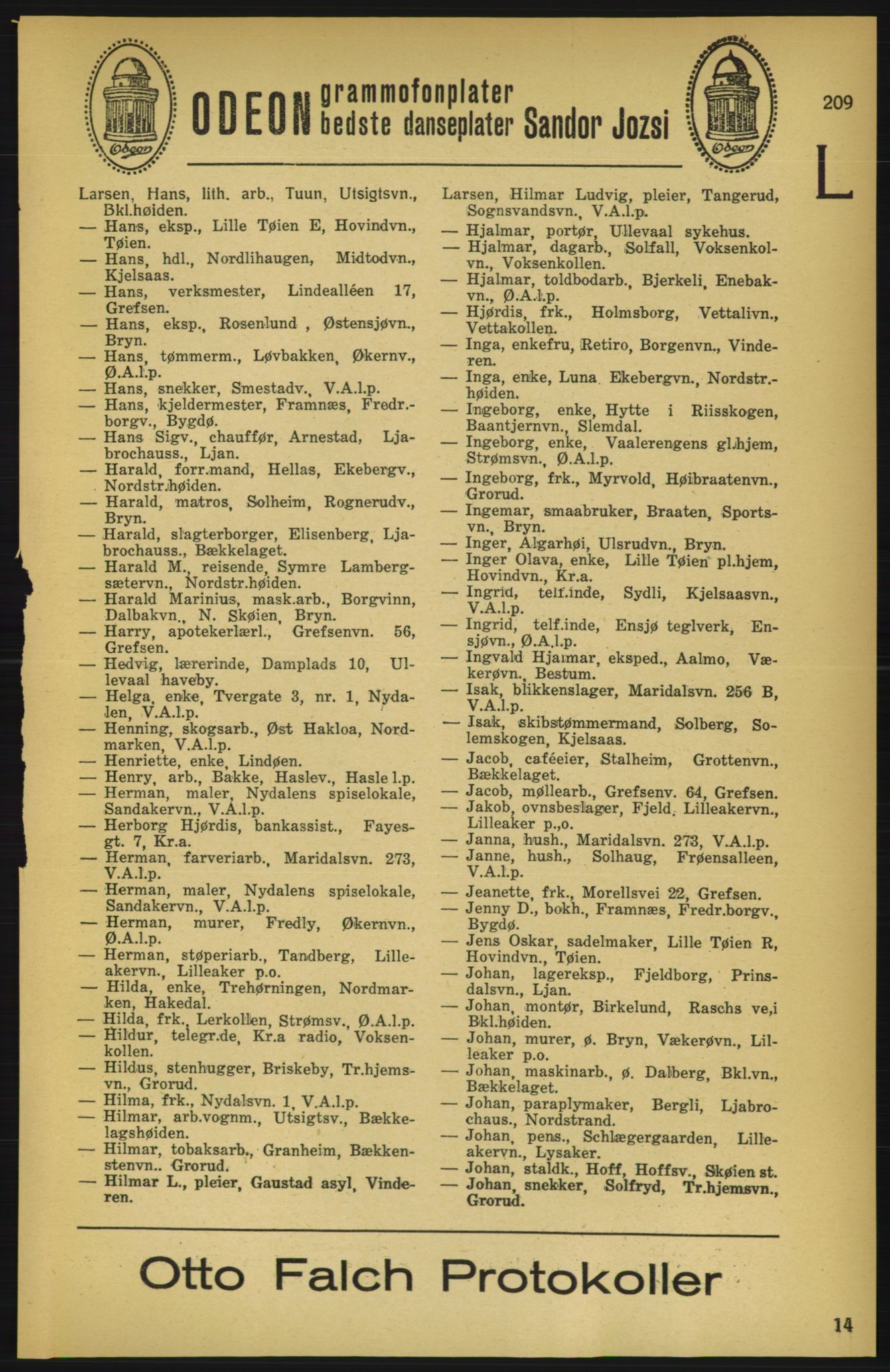 Aker adressebok/adressekalender, PUBL/001/A/003: Akers adressekalender, 1924-1925, p. 209