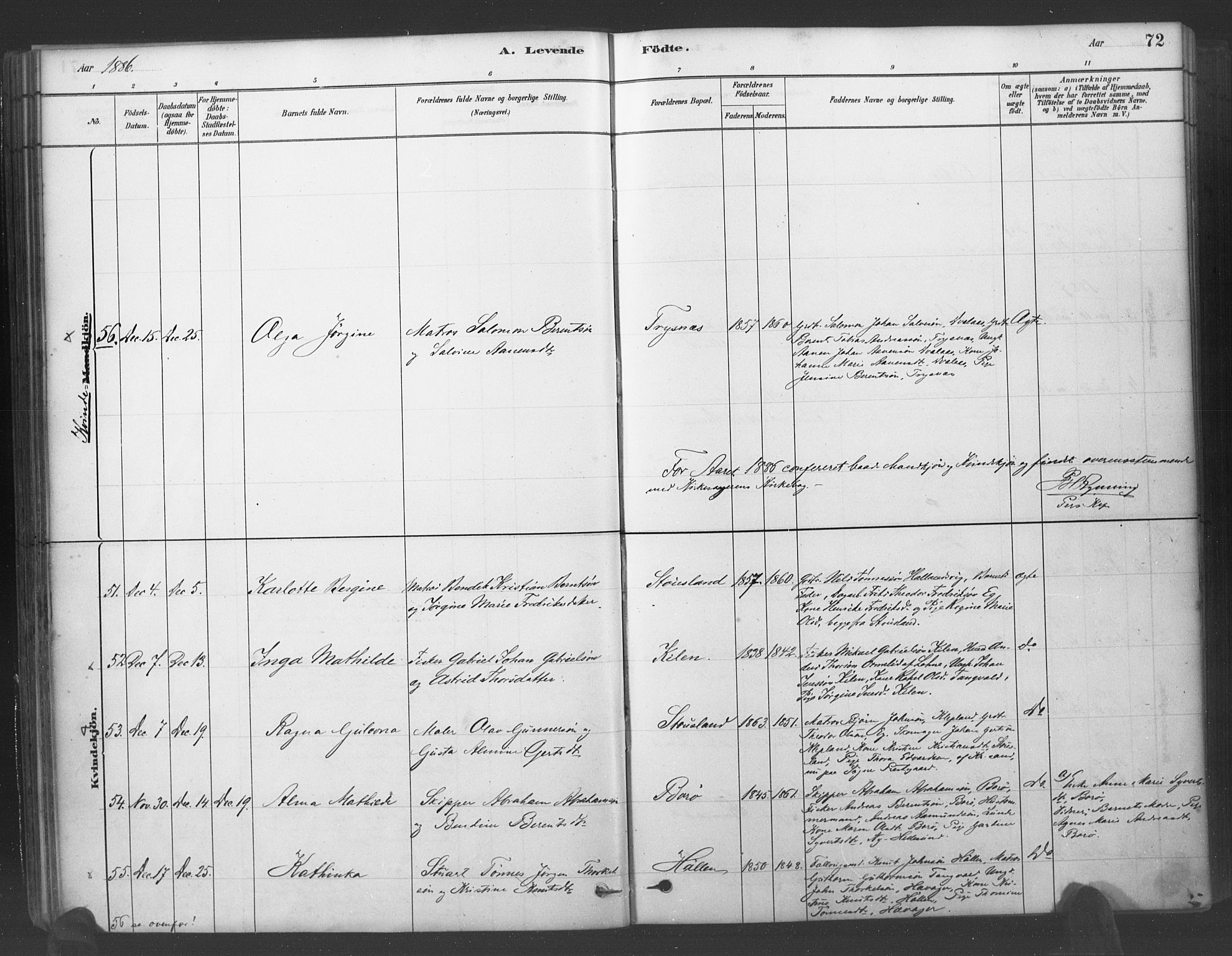 Søgne sokneprestkontor, SAK/1111-0037/F/Fa/Fab/L0012: Parish register (official) no. A 12, 1880-1891, p. 72
