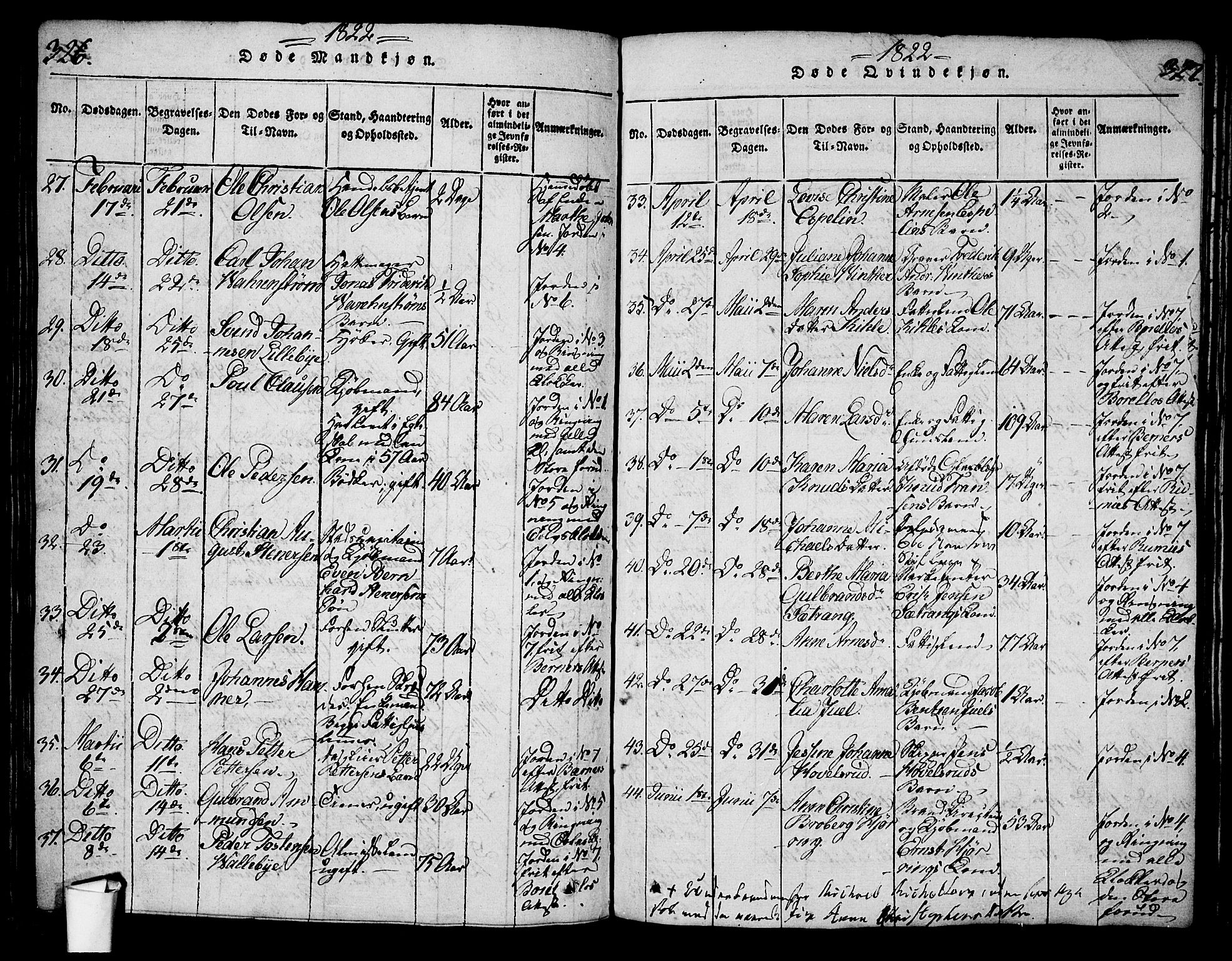 Oslo domkirke Kirkebøker, SAO/A-10752/G/Ga/L0001: Parish register (copy) no. 1, 1817-1825, p. 326-327