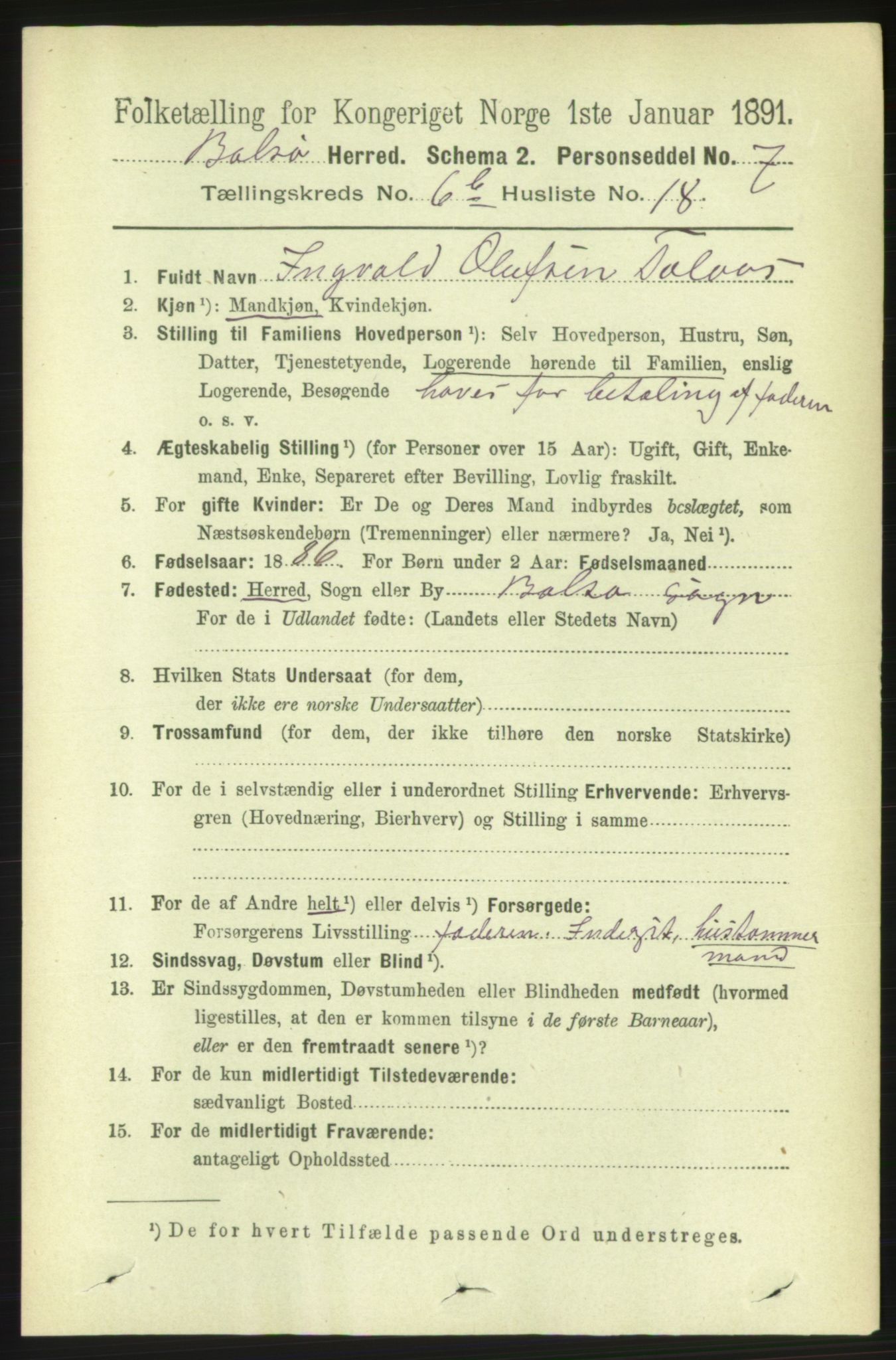 RA, 1891 census for 1544 Bolsøy, 1891, p. 4083