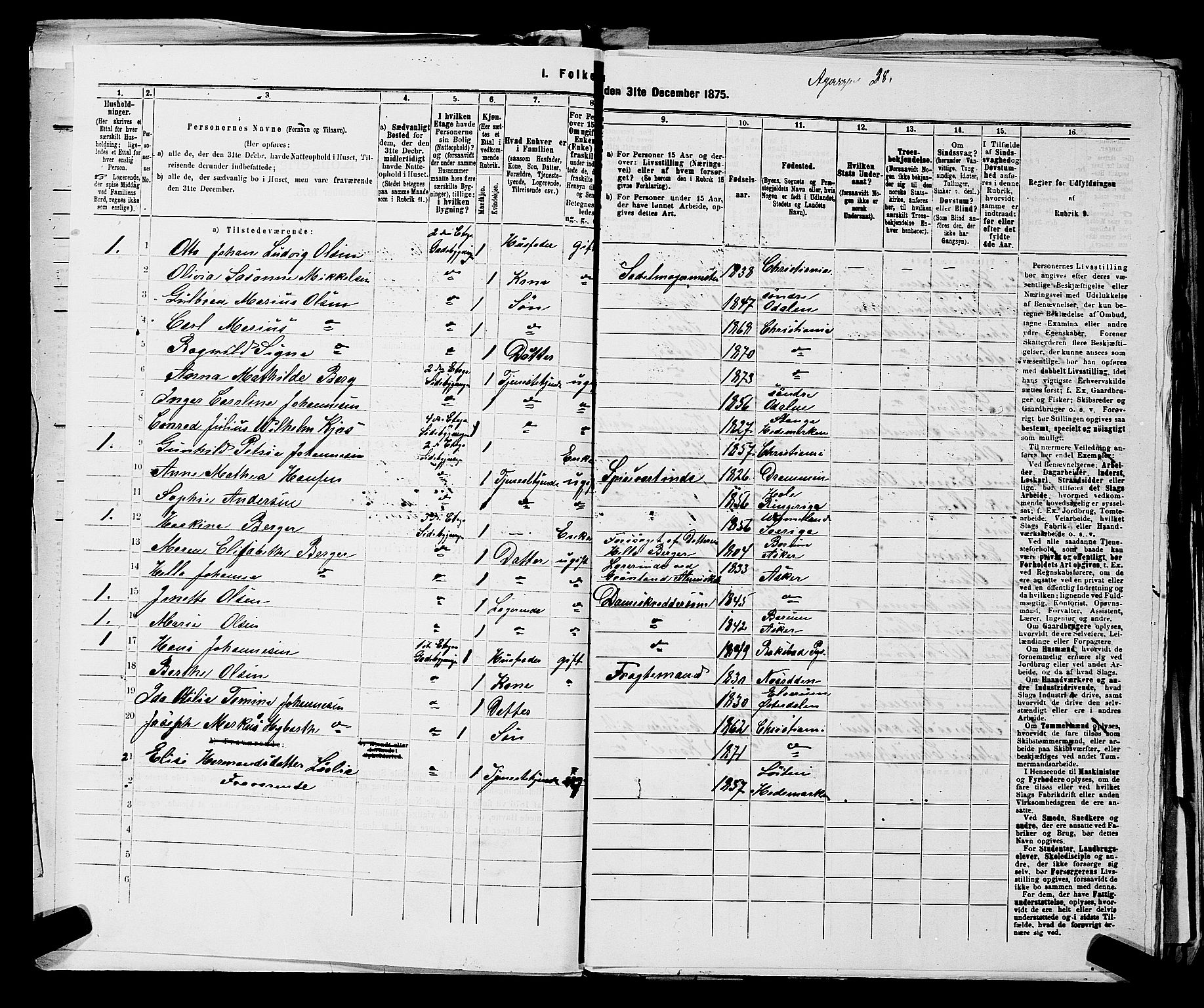 RA, 1875 census for 0301 Kristiania, 1875, p. 2768