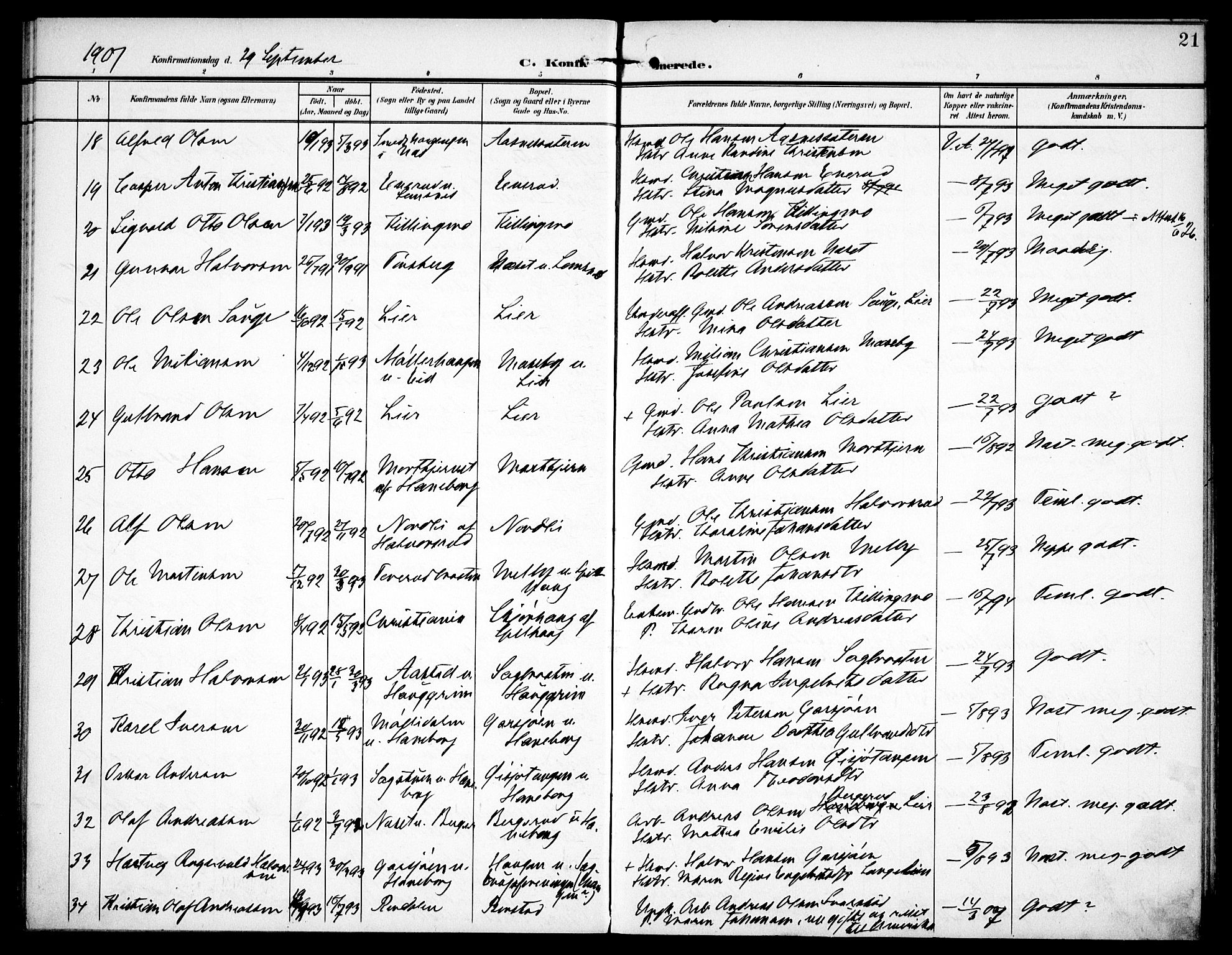 Aurskog prestekontor Kirkebøker, SAO/A-10304a/F/Fa/L0012: Parish register (official) no. I 12, 1902-1915, p. 21