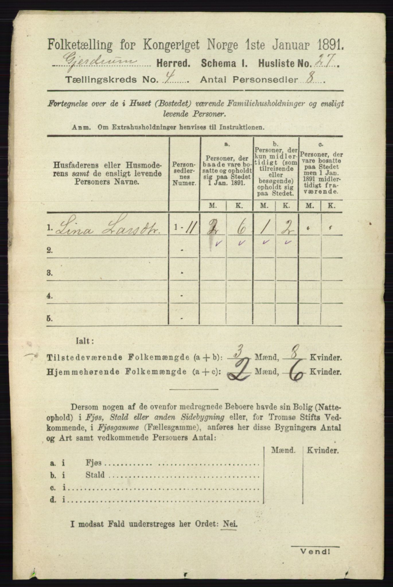 RA, 1891 census for 0234 Gjerdrum, 1891, p. 1776