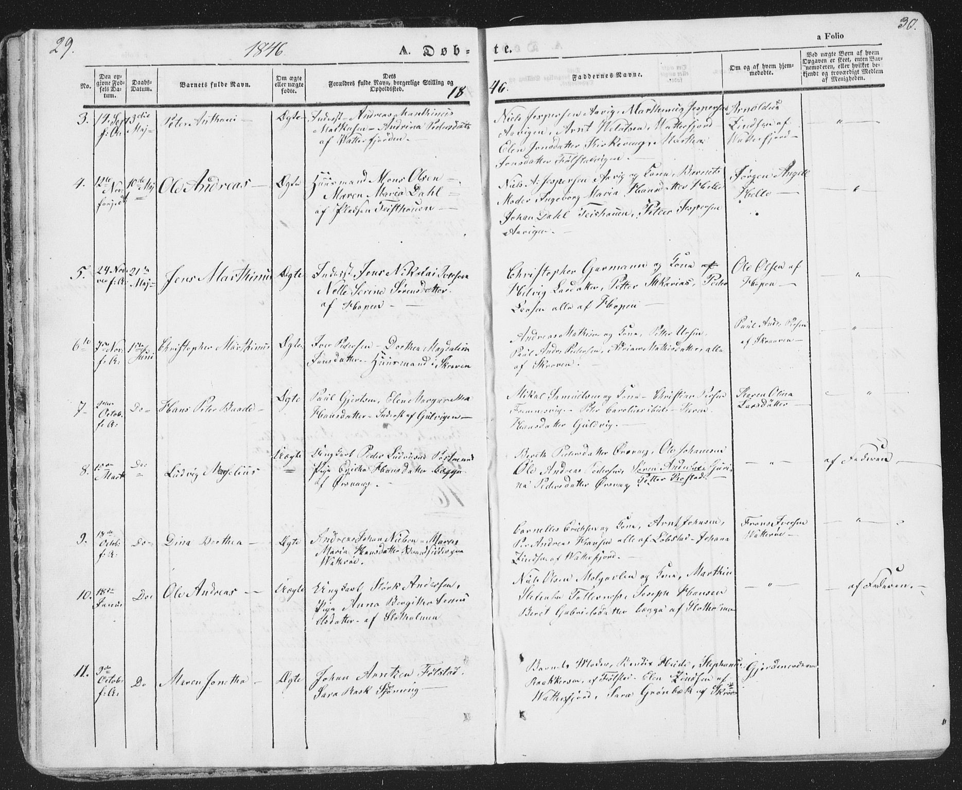Ministerialprotokoller, klokkerbøker og fødselsregistre - Nordland, AV/SAT-A-1459/874/L1072: Parish register (copy) no. 874C01, 1843-1859, p. 29-30