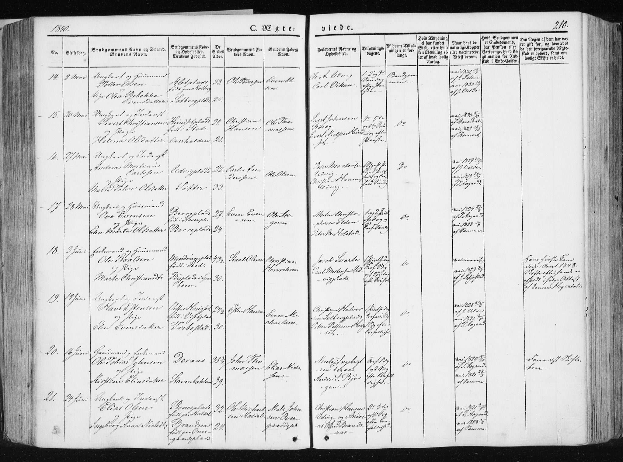 Ministerialprotokoller, klokkerbøker og fødselsregistre - Nord-Trøndelag, AV/SAT-A-1458/741/L0393: Parish register (official) no. 741A07, 1849-1863, p. 210