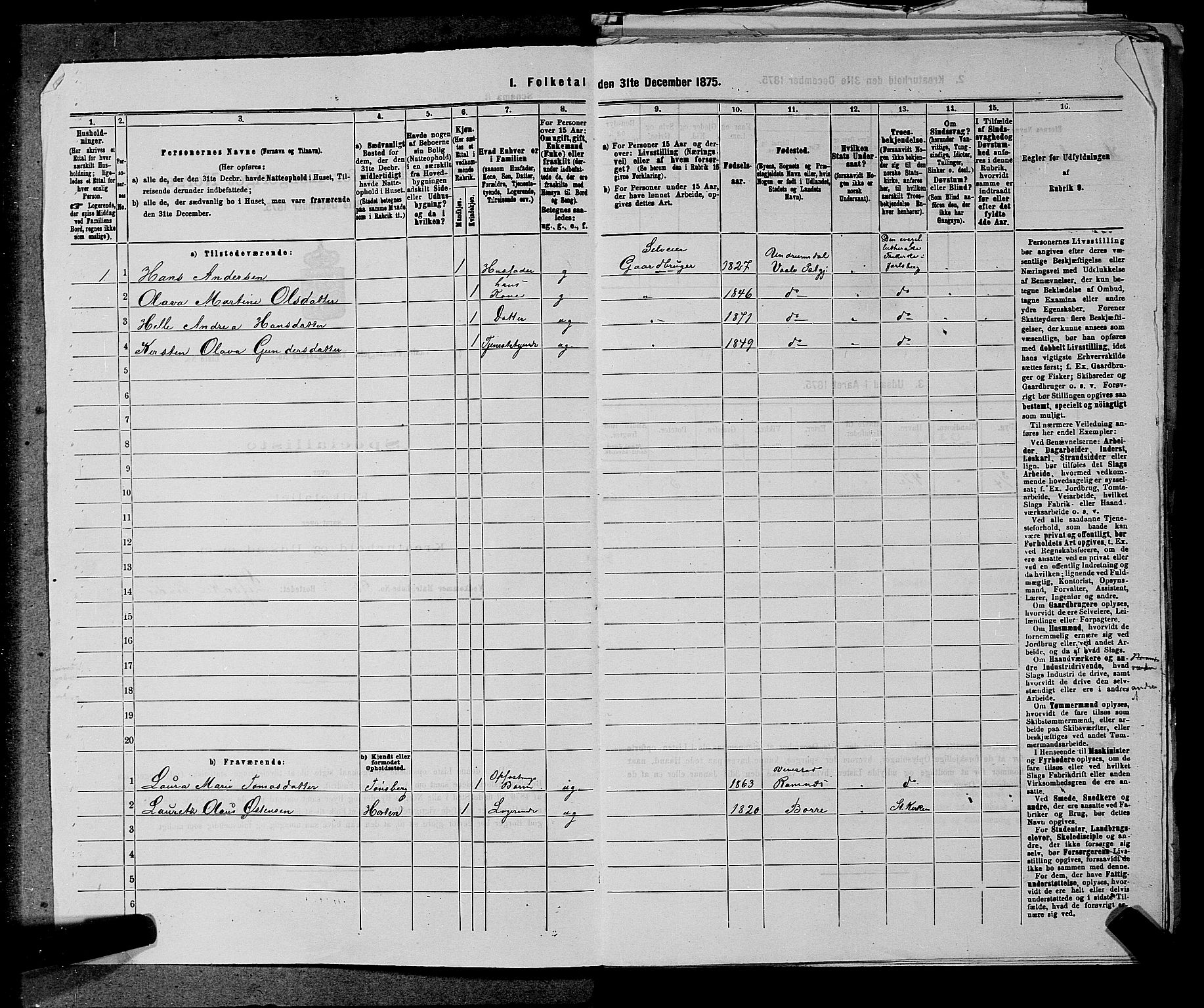 SAKO, 1875 census for 0716P Våle, 1875, p. 360