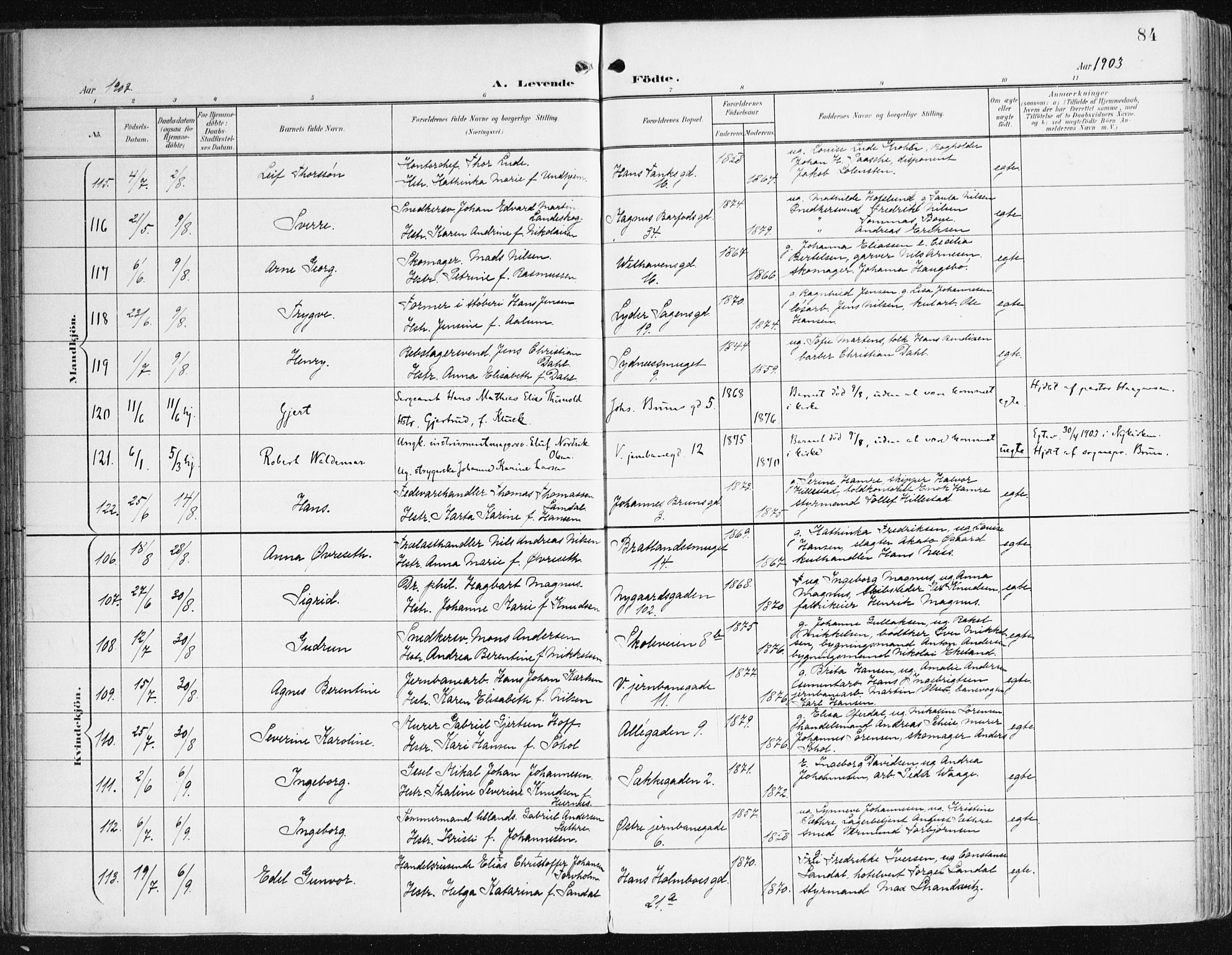 Johanneskirken sokneprestembete, AV/SAB-A-76001/H/Haa/L0002: Parish register (official) no. A 2, 1900-1912, p. 84