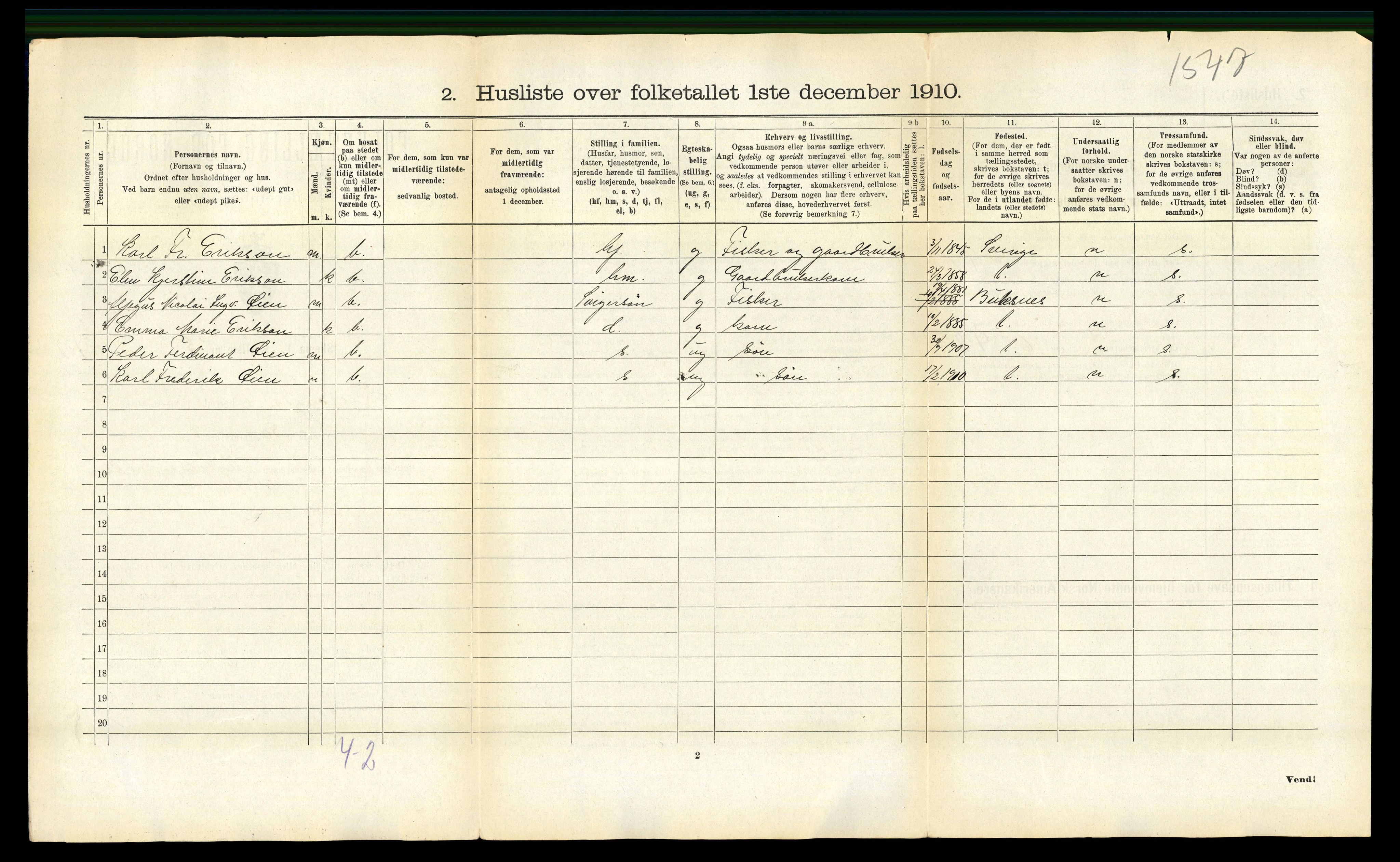 RA, 1910 census for Leiranger, 1910, p. 374