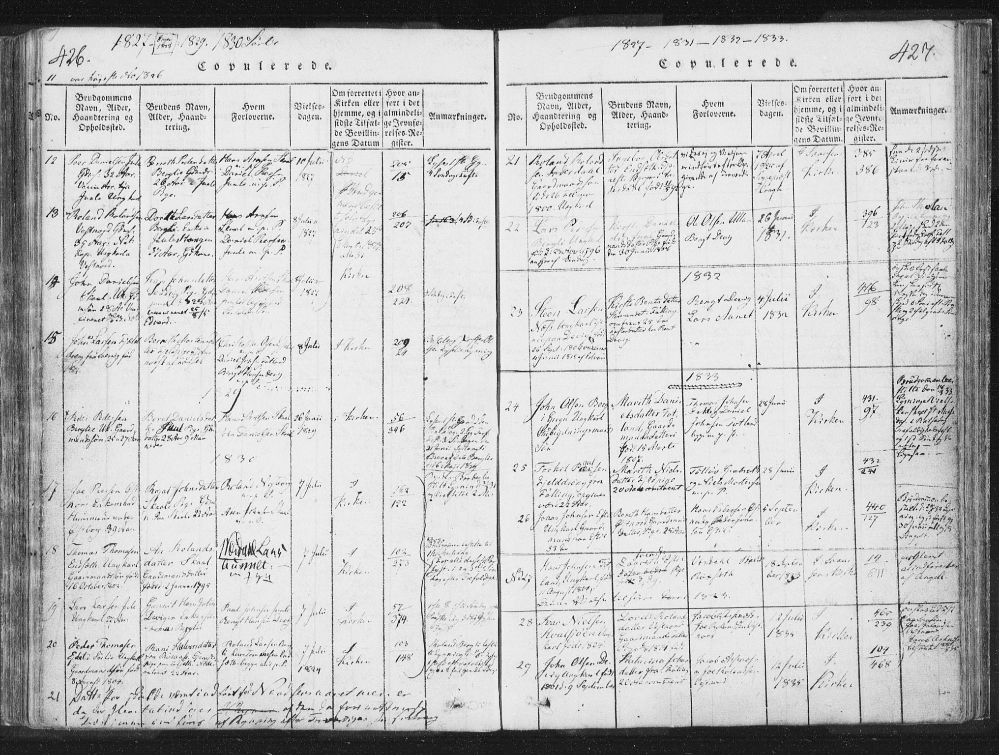 Ministerialprotokoller, klokkerbøker og fødselsregistre - Nord-Trøndelag, SAT/A-1458/755/L0491: Parish register (official) no. 755A01 /2, 1817-1864, p. 426-427