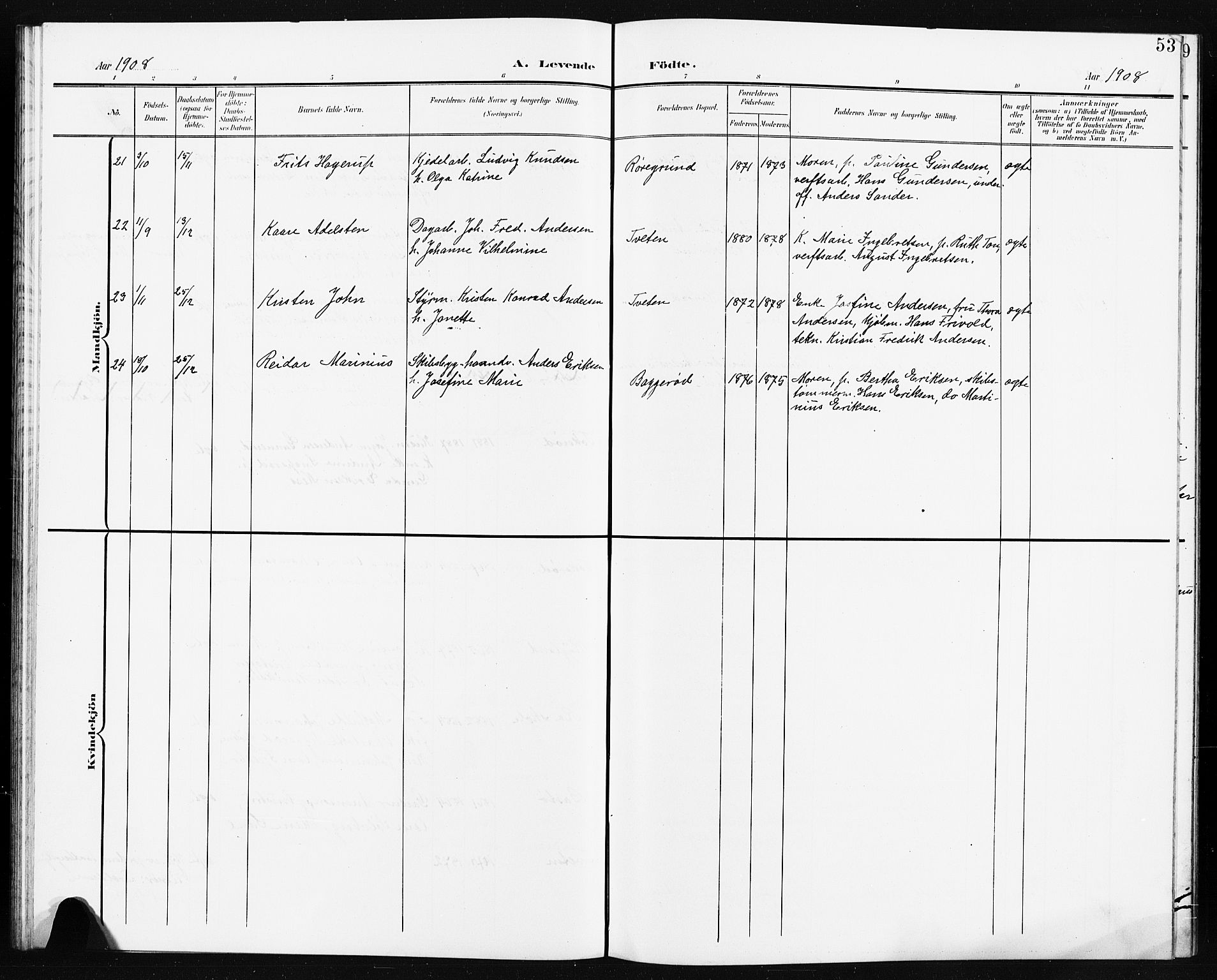 Borre kirkebøker, AV/SAKO-A-338/G/Ga/L0005: Parish register (copy) no. I 5, 1898-1910, p. 53