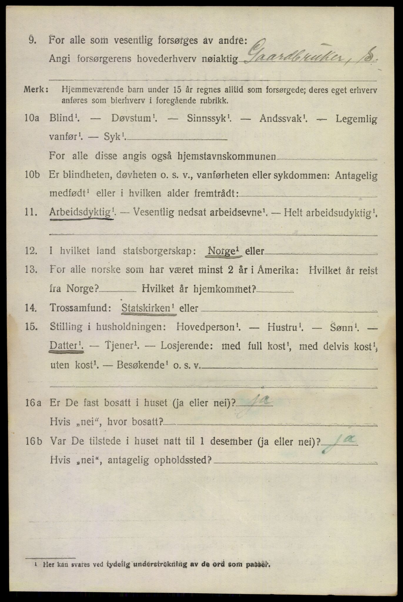 SAKO, 1920 census for Bamble, 1920, p. 4458