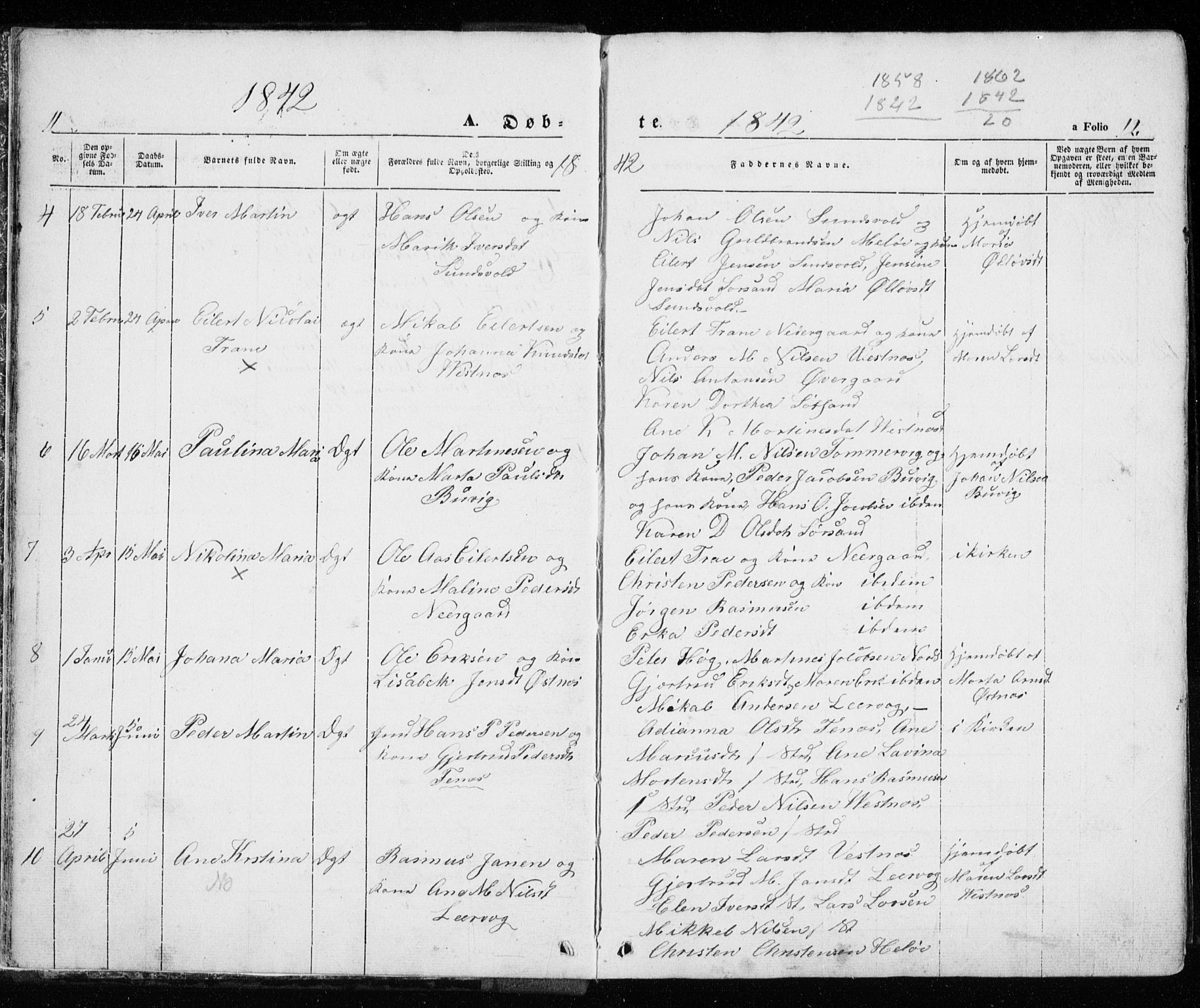 Trondenes sokneprestkontor, AV/SATØ-S-1319/H/Ha/L0010kirke: Parish register (official) no. 10, 1840-1865, p. 11-12