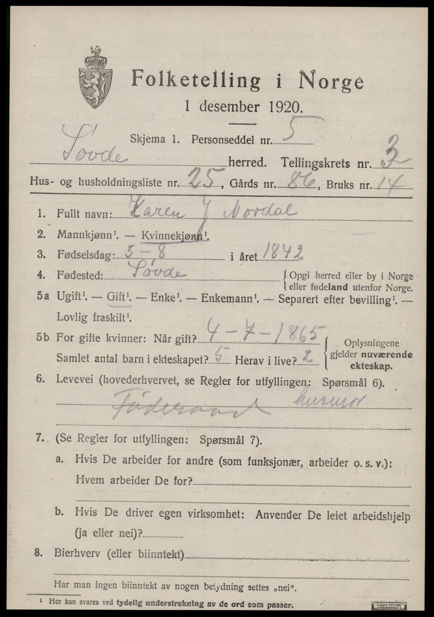 SAT, 1920 census for Syvde, 1920, p. 1338