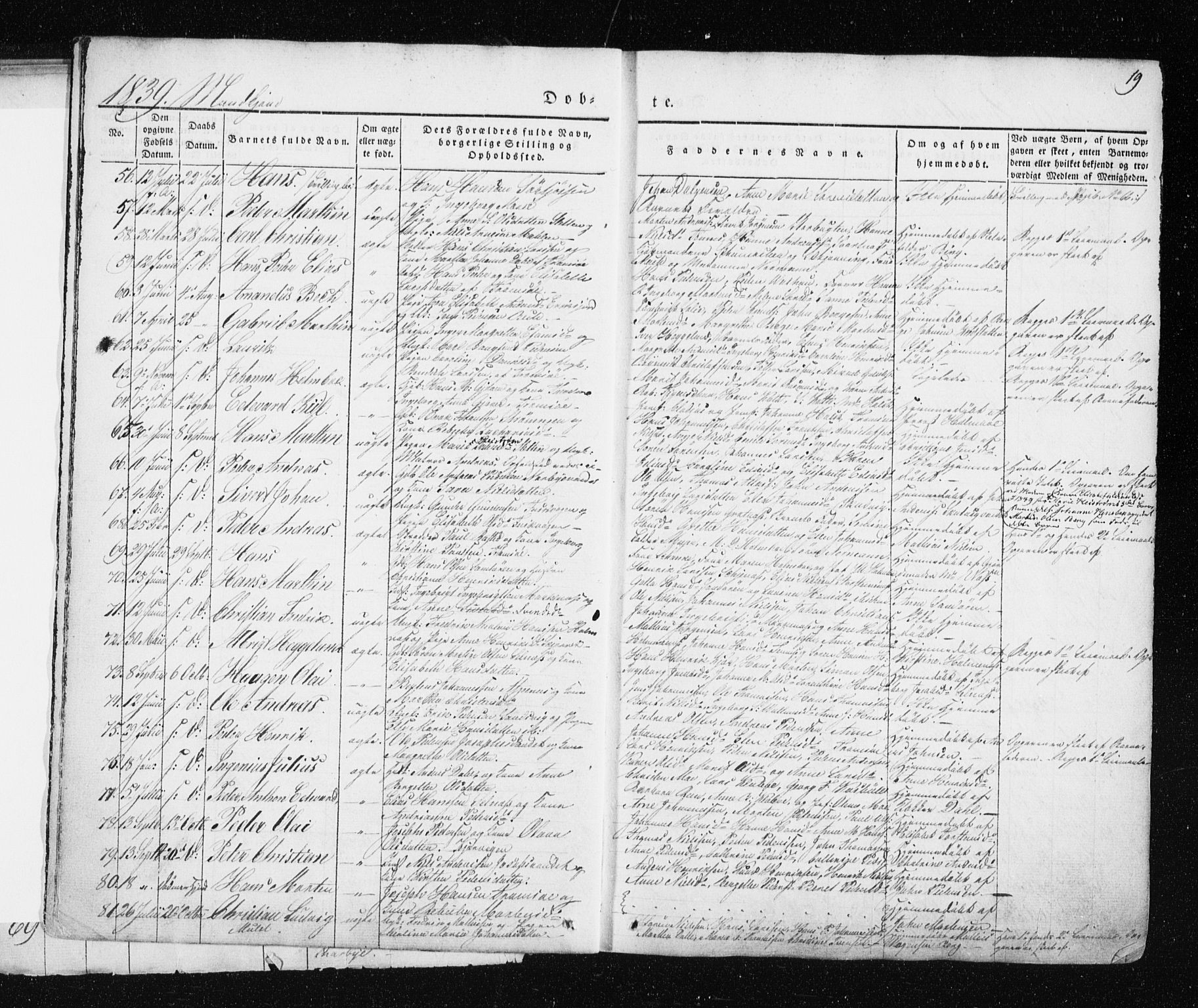 Tromsø sokneprestkontor/stiftsprosti/domprosti, SATØ/S-1343/G/Ga/L0009kirke: Parish register (official) no. 9, 1837-1847, p. 19