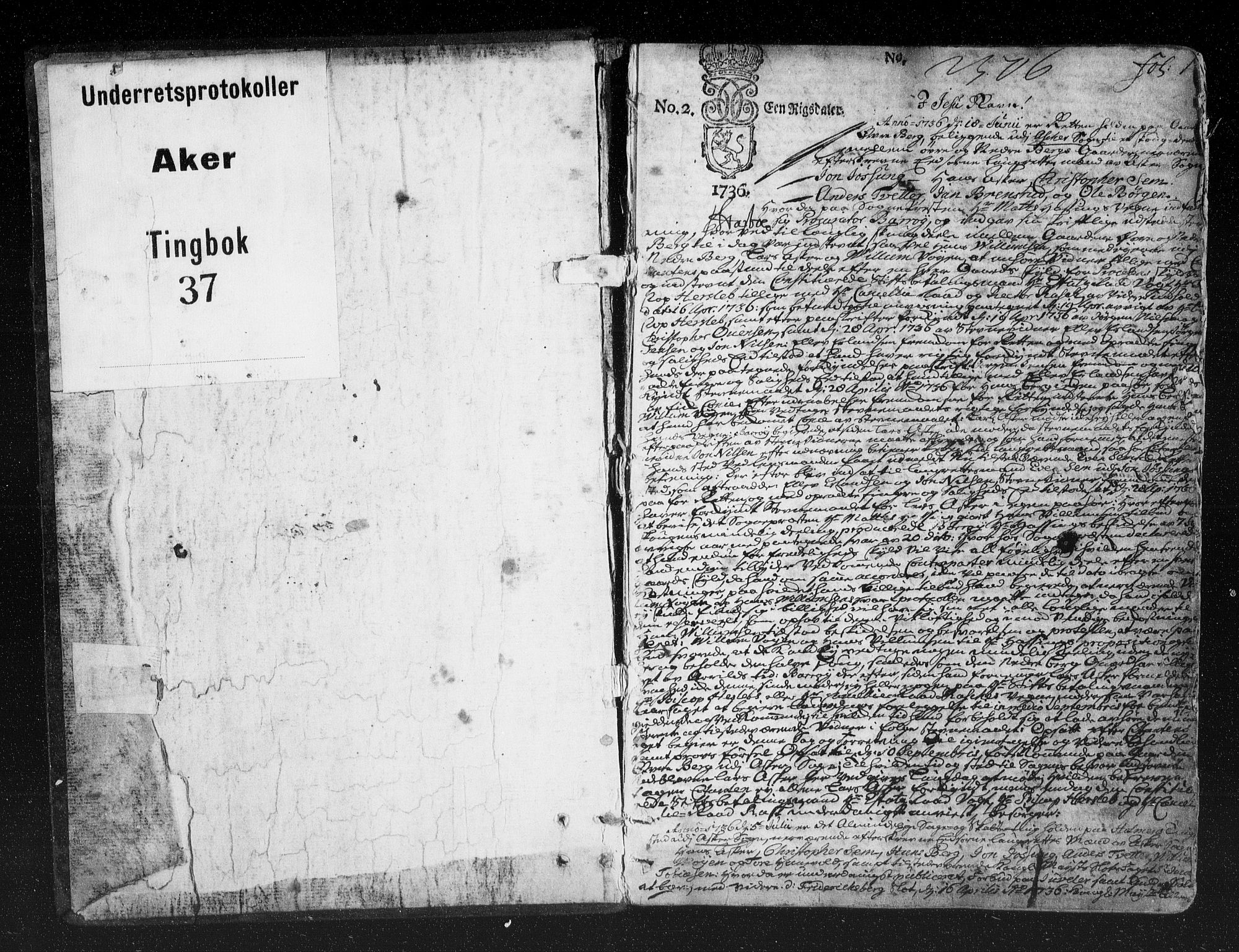 Aker sorenskriveri, SAO/A-10895/F/Fb/L0037: Tingbok, 1736-1741, p. 0b-1a
