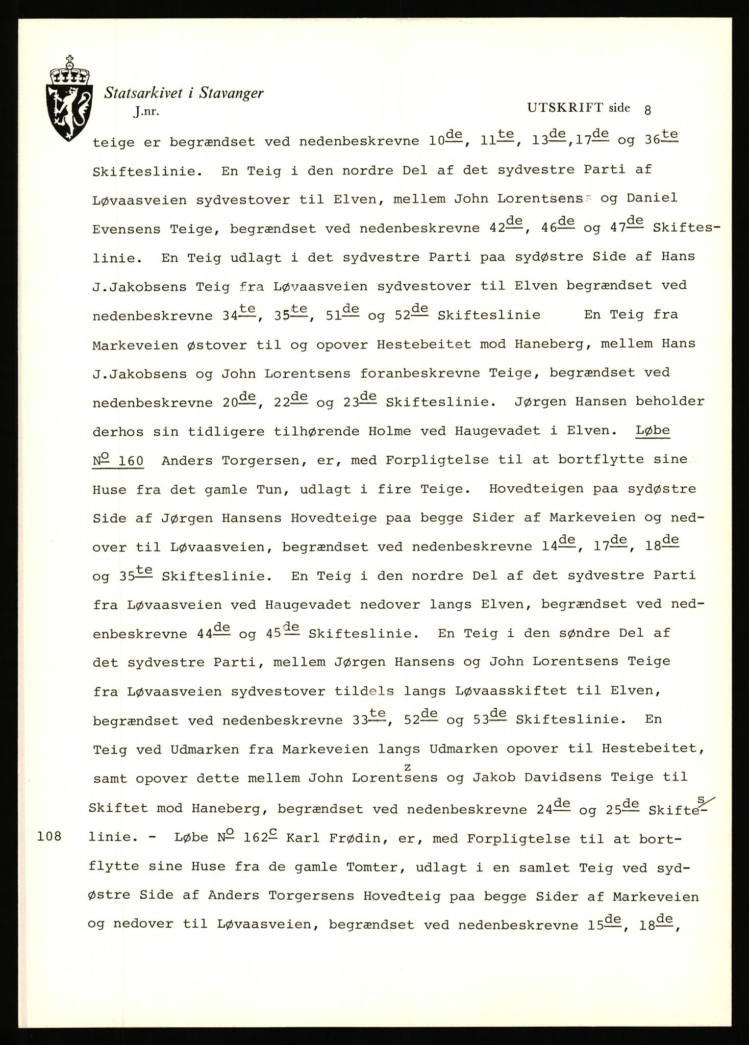 Statsarkivet i Stavanger, AV/SAST-A-101971/03/Y/Yj/L0101: Avskrifter sortert etter gårdsnavn: Årstad - Åse øvre, 1750-1930, p. 308