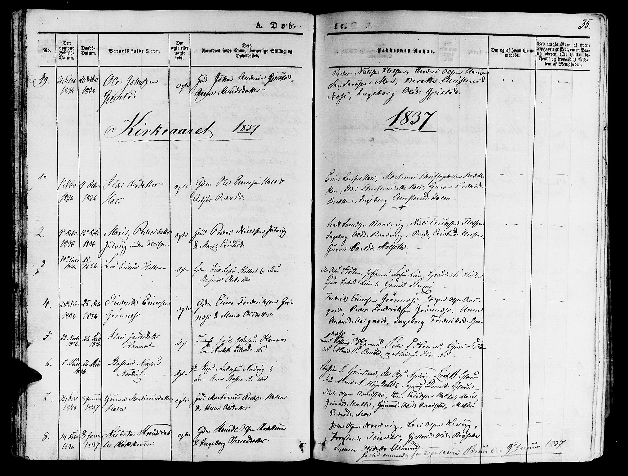 Ministerialprotokoller, klokkerbøker og fødselsregistre - Møre og Romsdal, SAT/A-1454/592/L1024: Parish register (official) no. 592A03 /1, 1831-1849, p. 35
