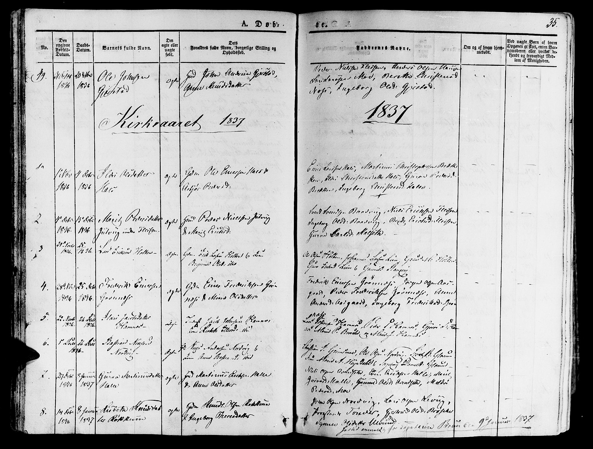 Ministerialprotokoller, klokkerbøker og fødselsregistre - Møre og Romsdal, AV/SAT-A-1454/592/L1024: Parish register (official) no. 592A03 /1, 1831-1849, p. 35