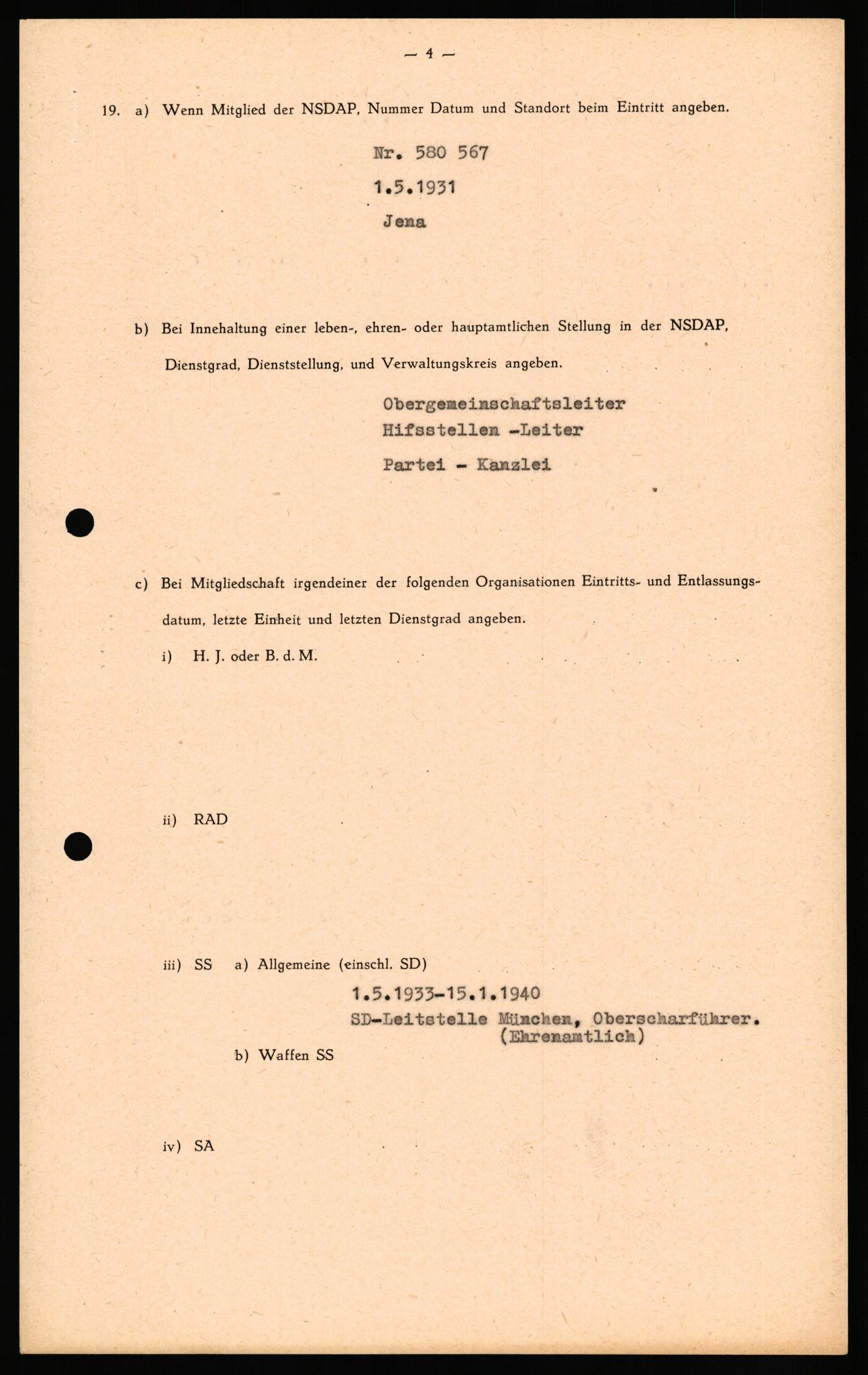 Forsvaret, Forsvarets overkommando II, RA/RAFA-3915/D/Db/L0035: CI Questionaires. Tyske okkupasjonsstyrker i Norge. Tyskere., 1945-1946, p. 102