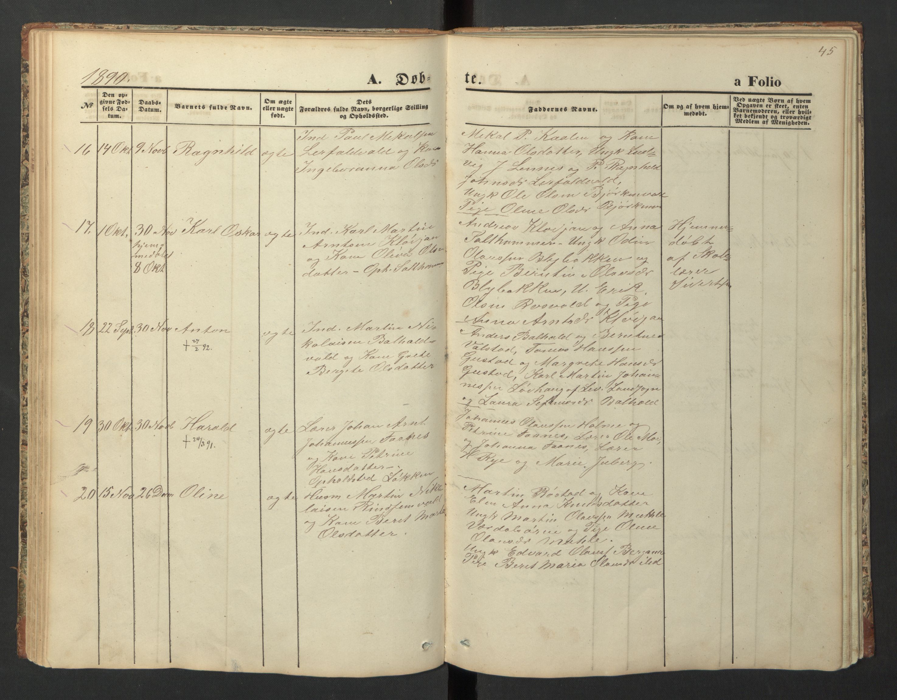 Ministerialprotokoller, klokkerbøker og fødselsregistre - Nord-Trøndelag, SAT/A-1458/726/L0271: Parish register (copy) no. 726C02, 1869-1897, p. 45