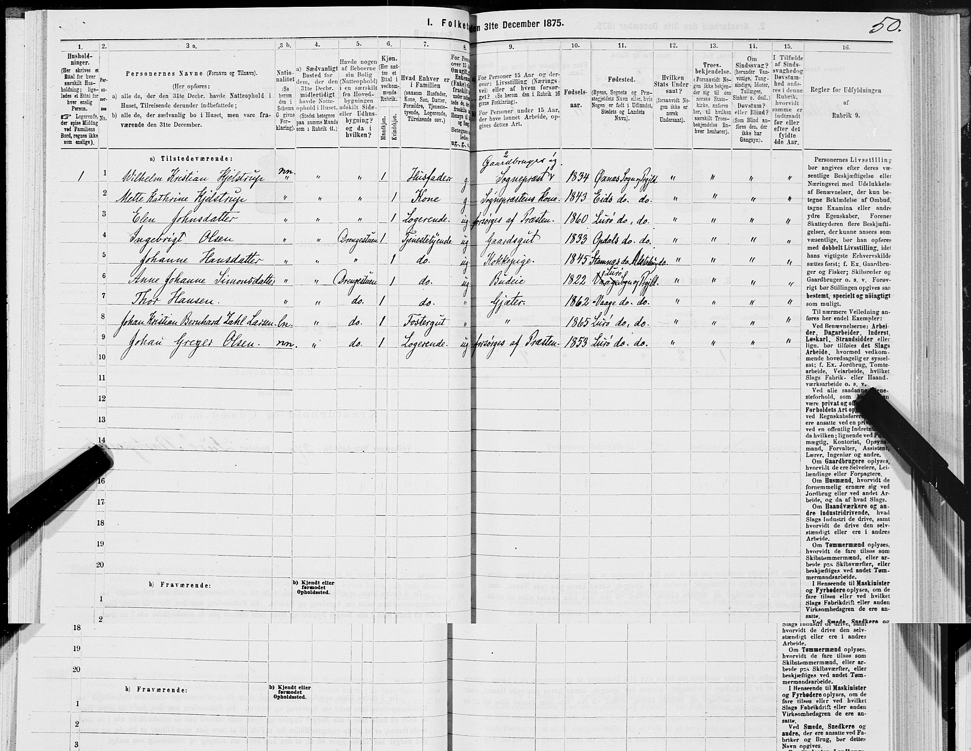 SAT, 1875 census for 1834P Lurøy, 1875, p. 2050