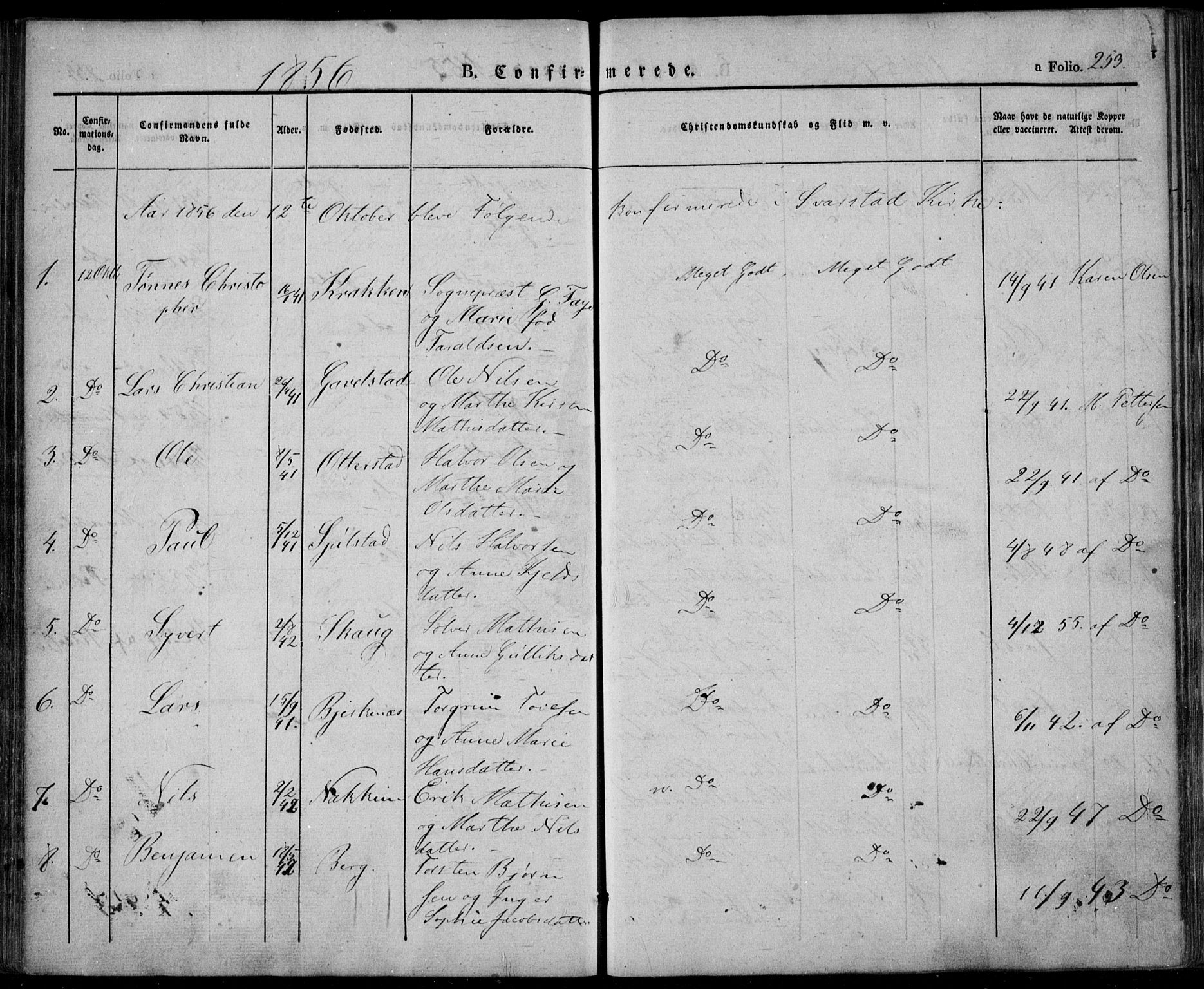 Lardal kirkebøker, AV/SAKO-A-350/F/Fa/L0006: Parish register (official) no. I 6, 1835-1860, p. 253