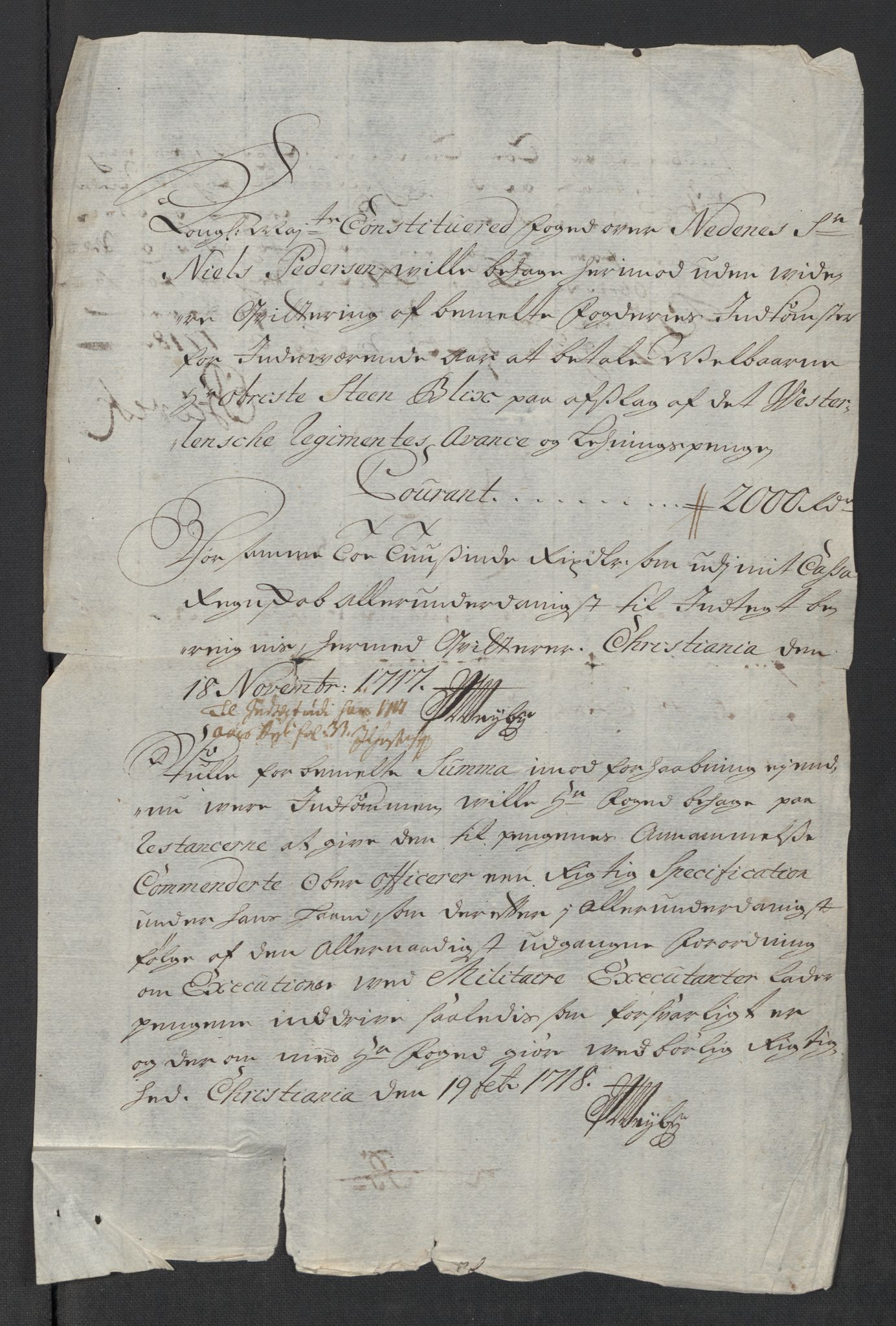 Rentekammeret inntil 1814, Reviderte regnskaper, Fogderegnskap, AV/RA-EA-4092/R39/L2326: Fogderegnskap Nedenes, 1717, p. 418