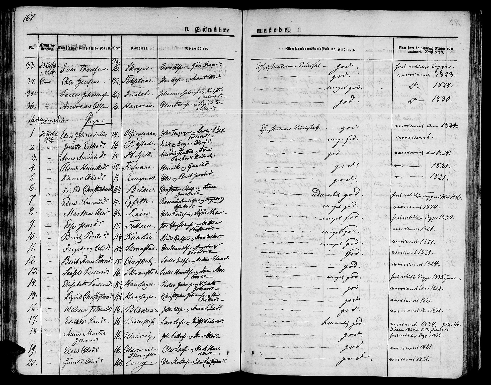 Ministerialprotokoller, klokkerbøker og fødselsregistre - Sør-Trøndelag, SAT/A-1456/646/L0609: Parish register (official) no. 646A07, 1826-1838, p. 167