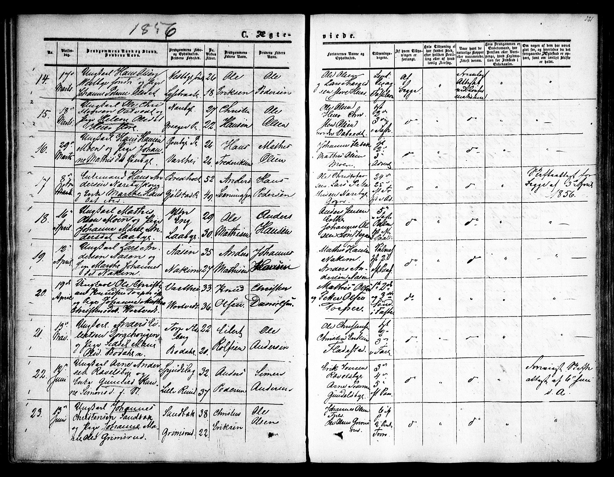 Rakkestad prestekontor Kirkebøker, AV/SAO-A-2008/F/Fa/L0009: Parish register (official) no. I 9, 1850-1856, p. 221