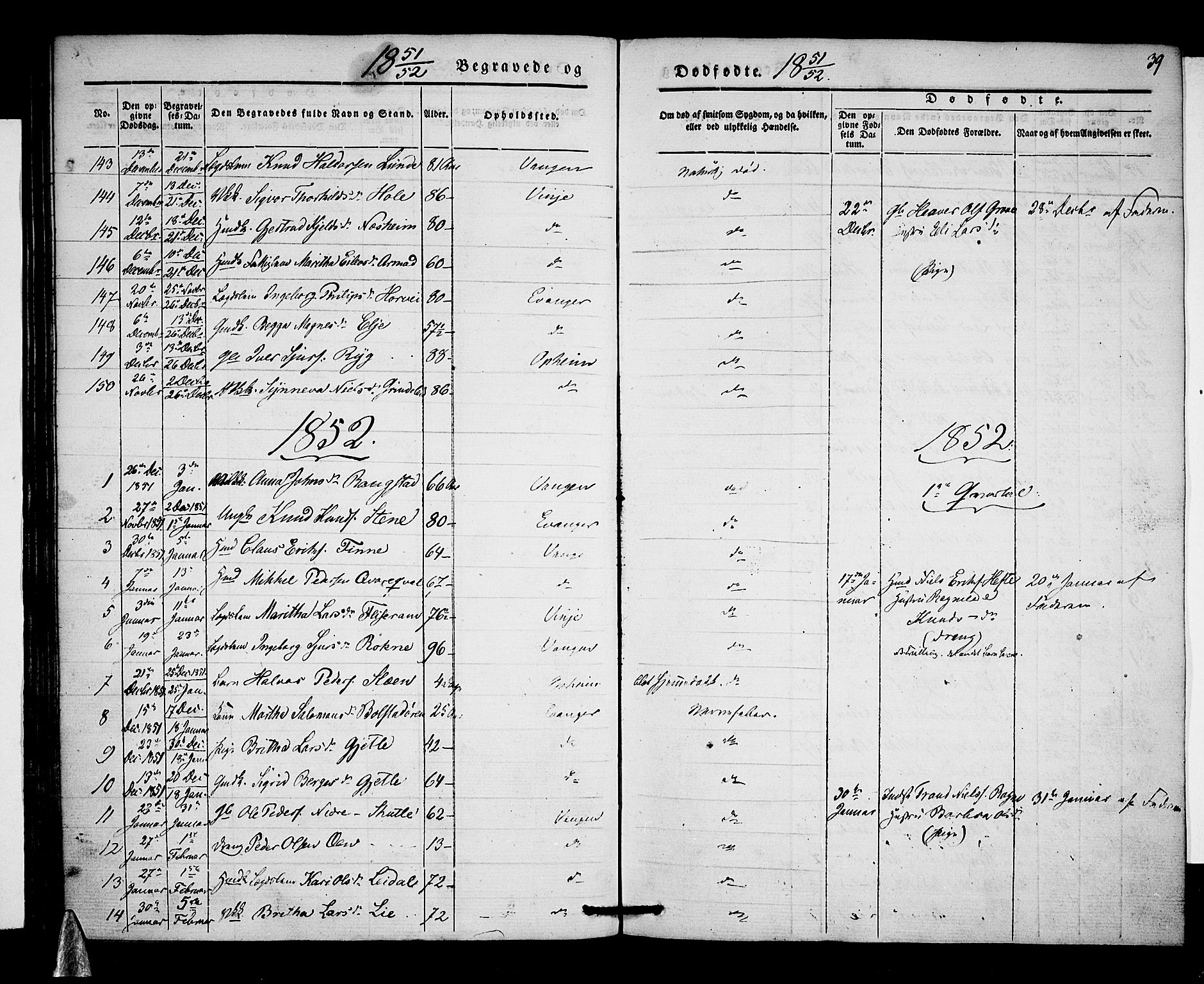 Voss sokneprestembete, SAB/A-79001/H/Haa: Parish register (official) no. A 15, 1845-1855, p. 39