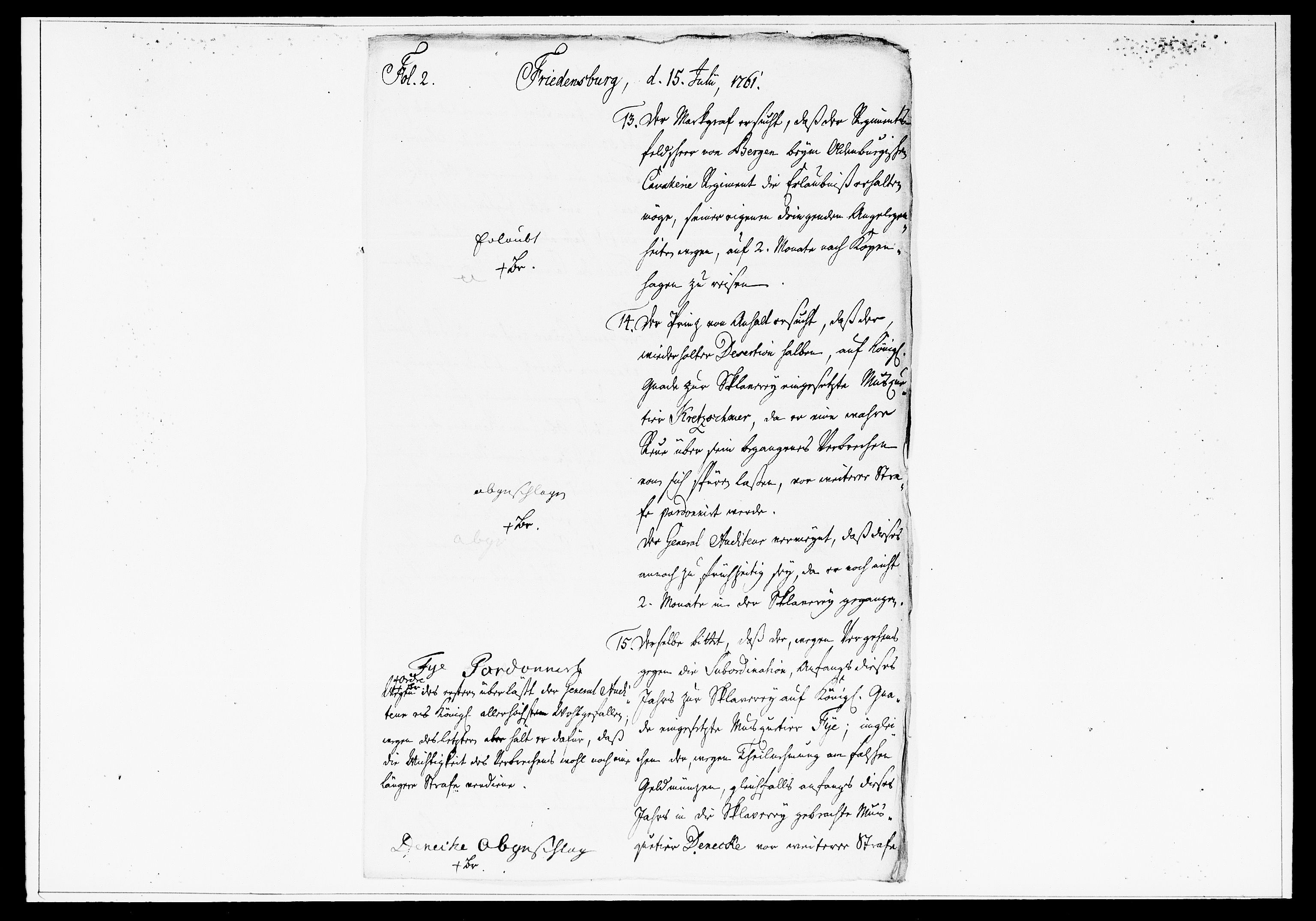 Krigskollegiet, Krigskancelliet, DRA/A-0006/-/1360-1385: Refererede sager, 1761, p. 531