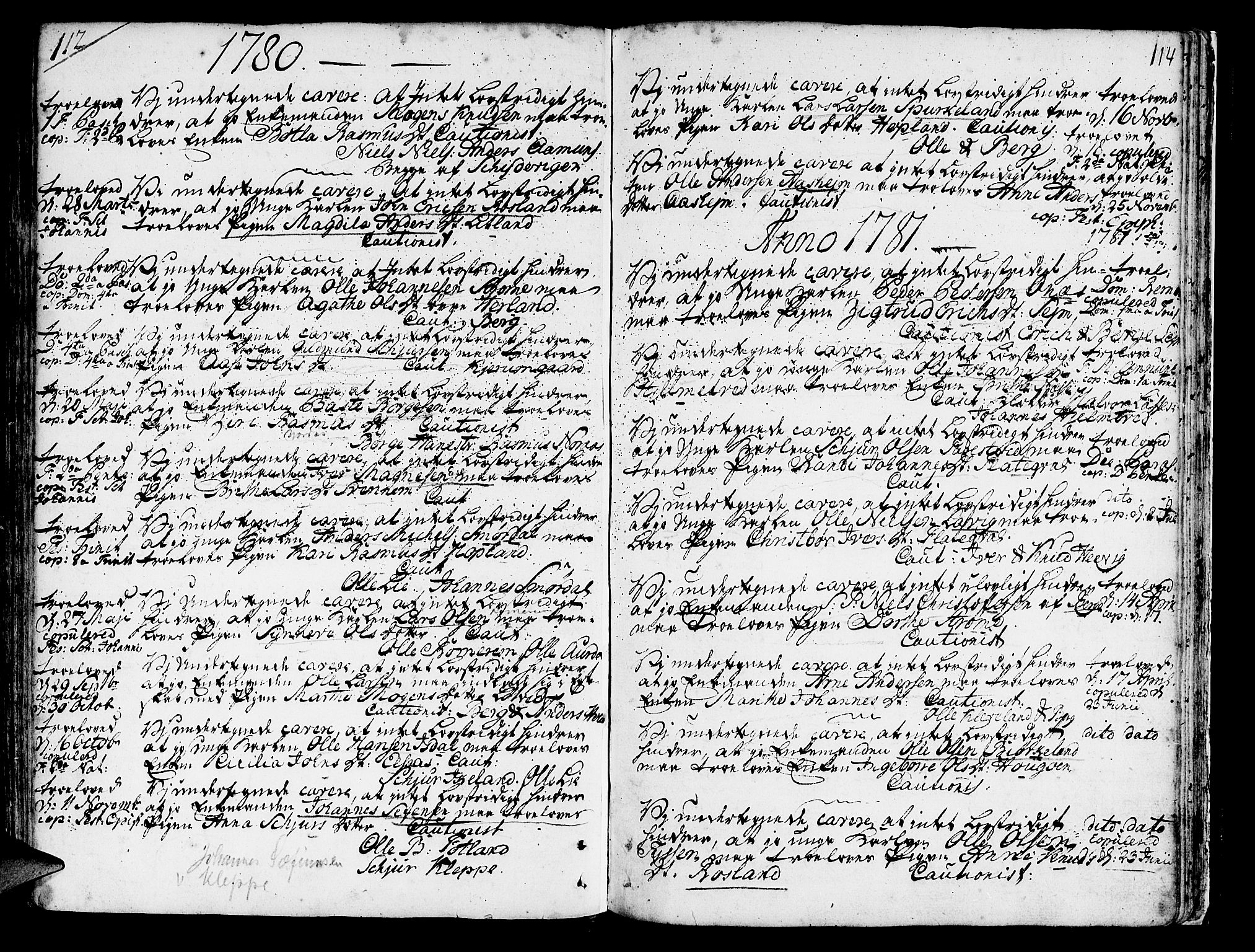 Hosanger sokneprestembete, SAB/A-75801/H/Haa: Parish register (official) no. A 2 /1, 1766-1793, p. 114