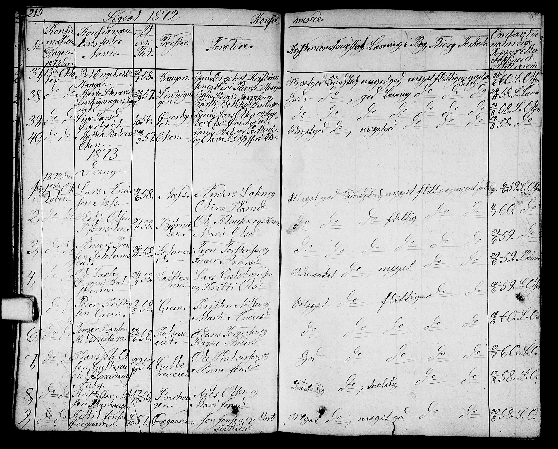 Sigdal kirkebøker, SAKO/A-245/G/Ga/L0003: Parish register (copy) no. I 3, 1857-1878, p. 215