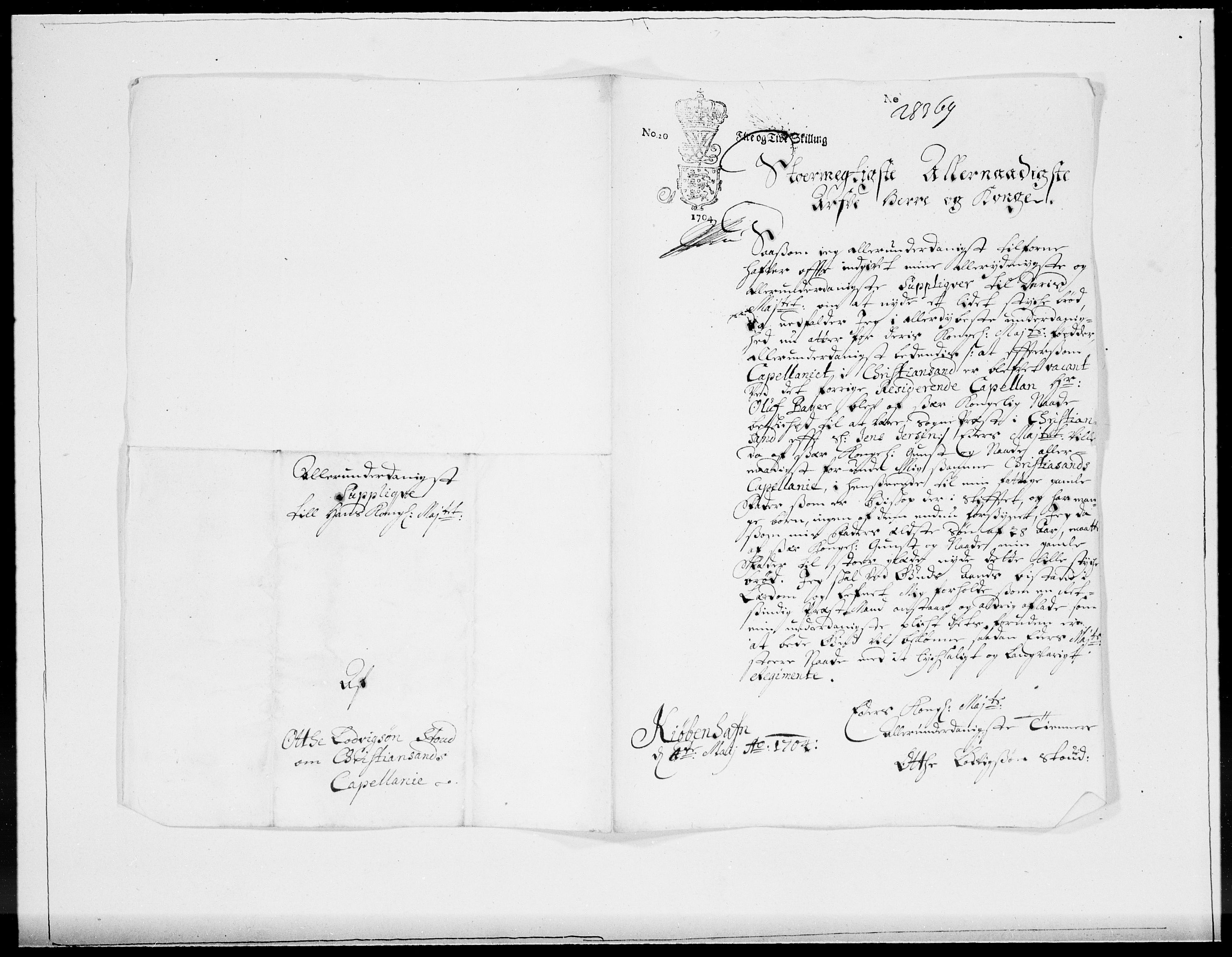 Danske Kanselli 1572-1799, AV/RA-EA-3023/F/Fc/Fcc/Fcca/L0057: Norske innlegg 1572-1799, 1704, p. 101