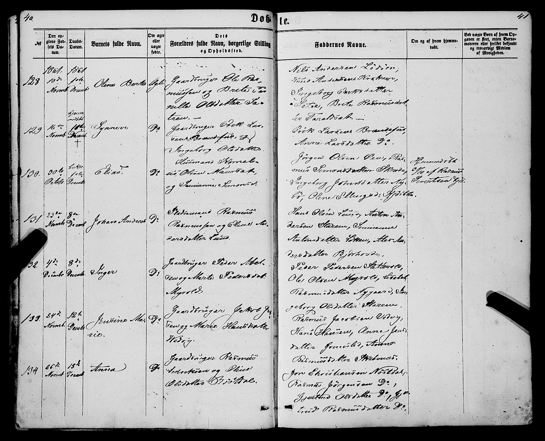 Eid sokneprestembete, AV/SAB-A-82301/H/Haa/Haaa/L0009: Parish register (official) no. A 9, 1861-1868, p. 40-41