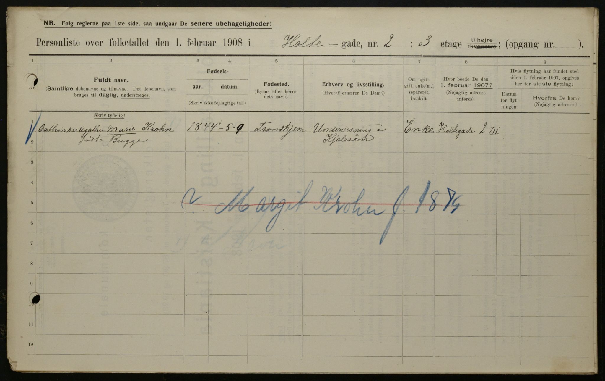 OBA, Municipal Census 1908 for Kristiania, 1908, p. 37000