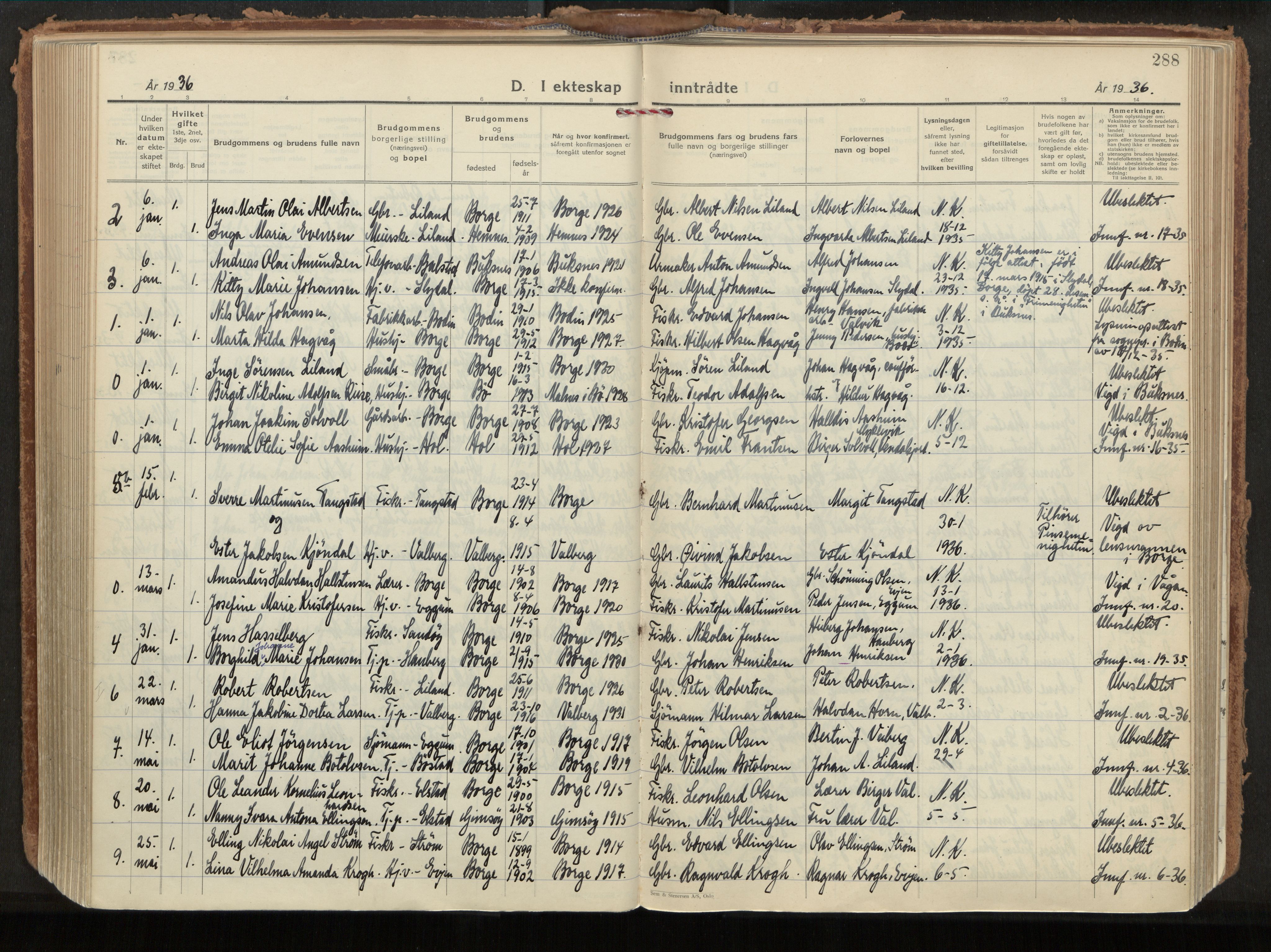 Ministerialprotokoller, klokkerbøker og fødselsregistre - Nordland, AV/SAT-A-1459/880/L1137: Parish register (official) no. 880A11, 1927-1944, p. 288