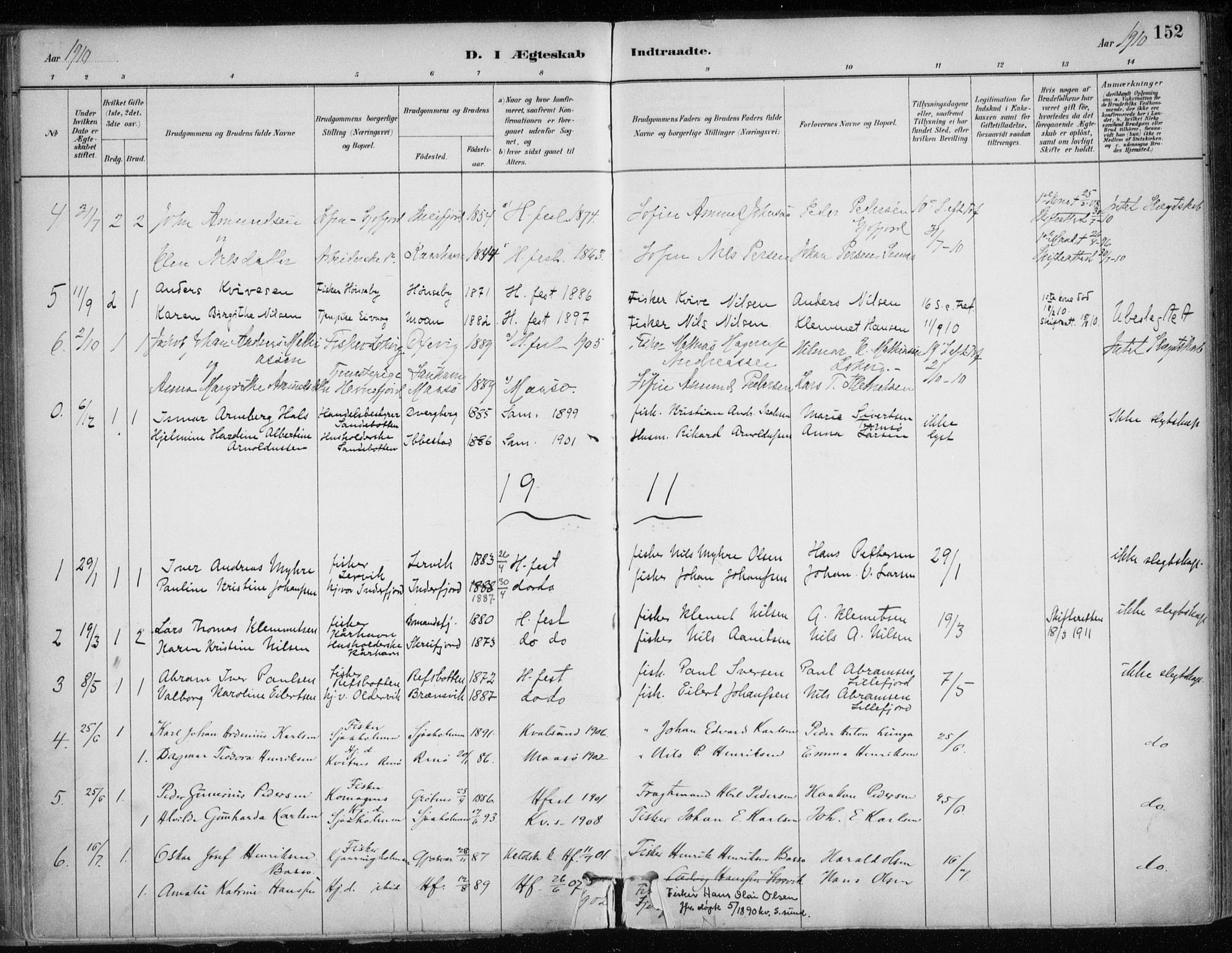 Hammerfest sokneprestkontor, SATØ/S-1347/H/Ha/L0013.kirke: Parish register (official) no. 13, 1898-1917, p. 152