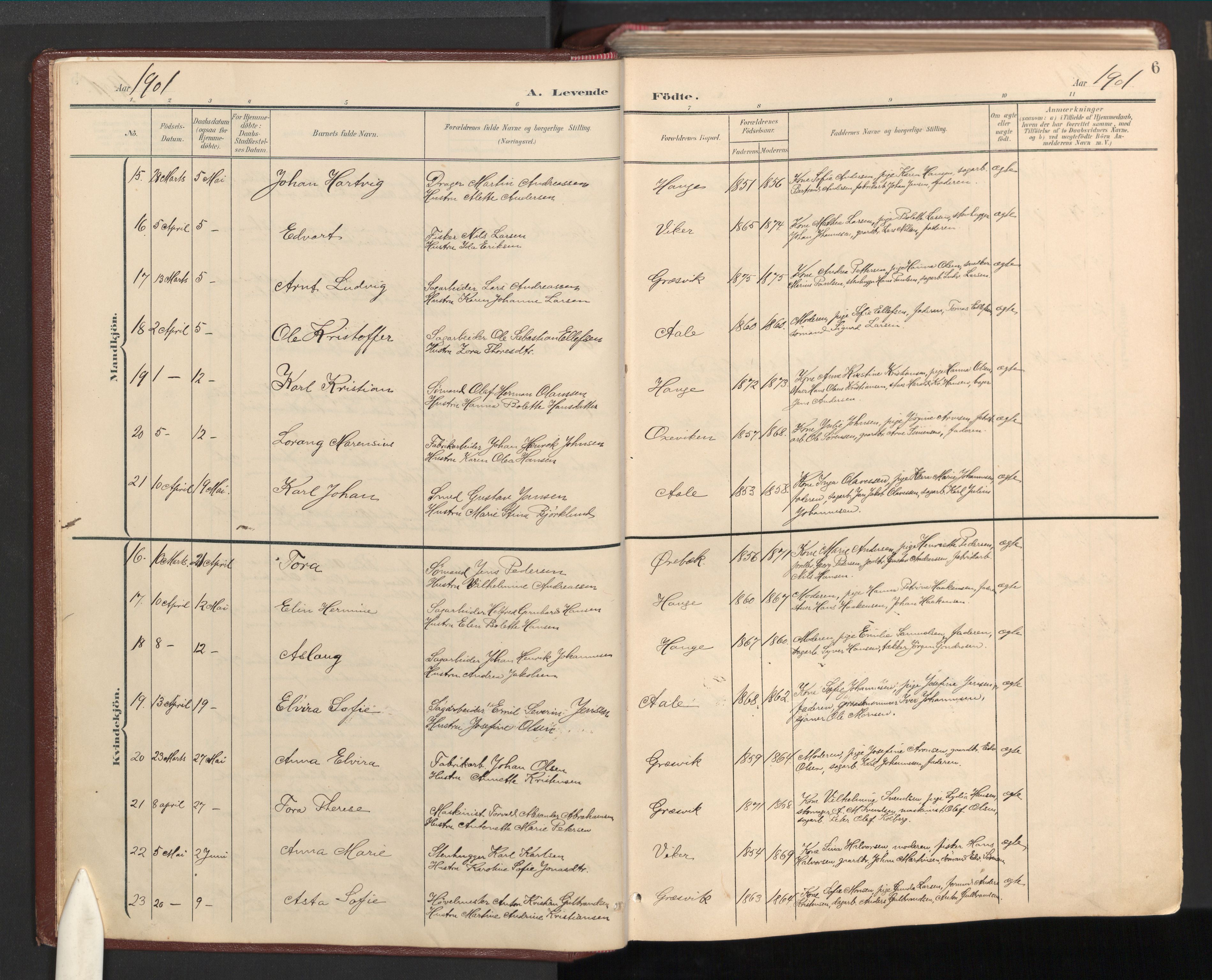 Onsøy prestekontor Kirkebøker, AV/SAO-A-10914/F/Fb/L0001: Parish register (official) no. II 1, 1901-1937, p. 6